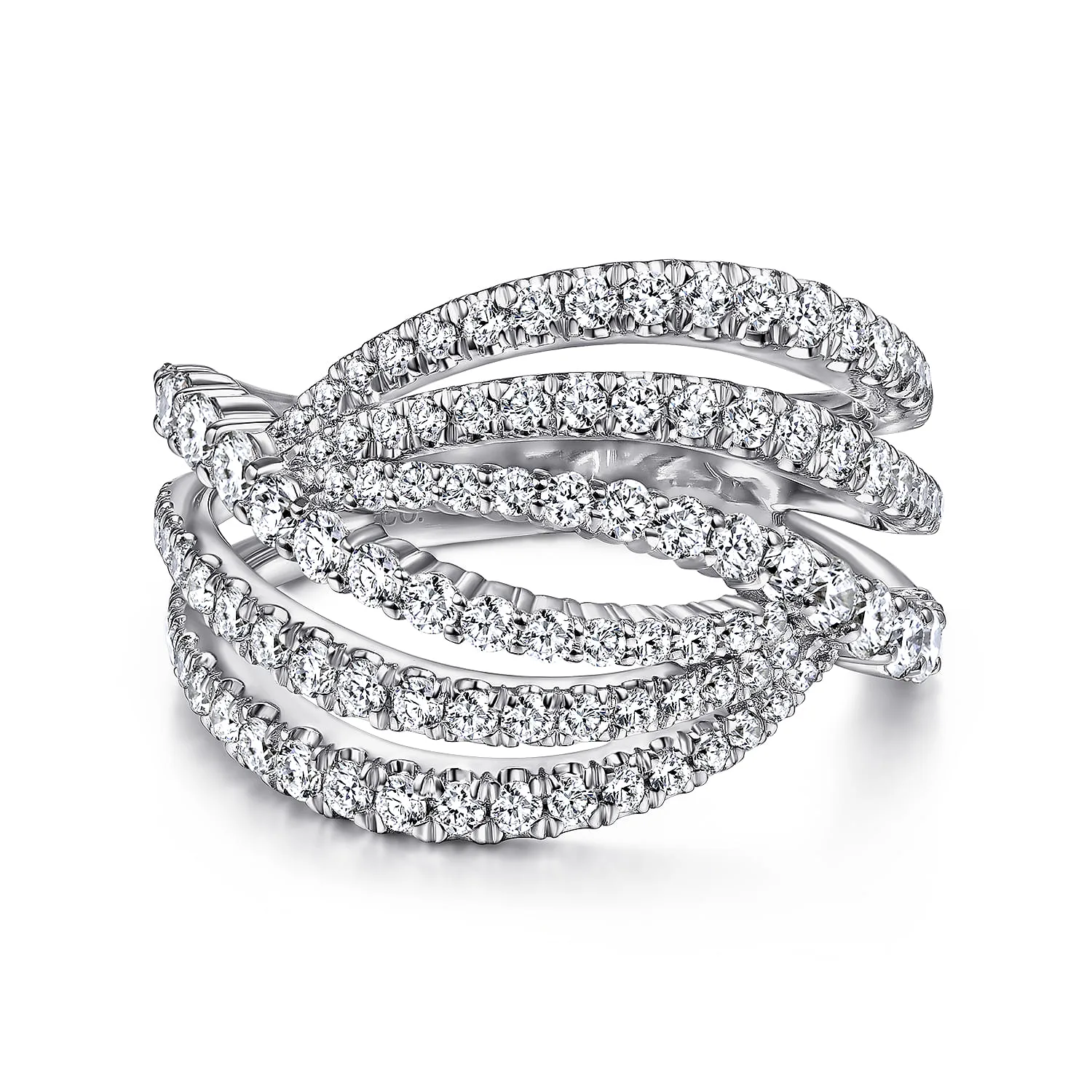Diamond Bypass Multi Row Ring