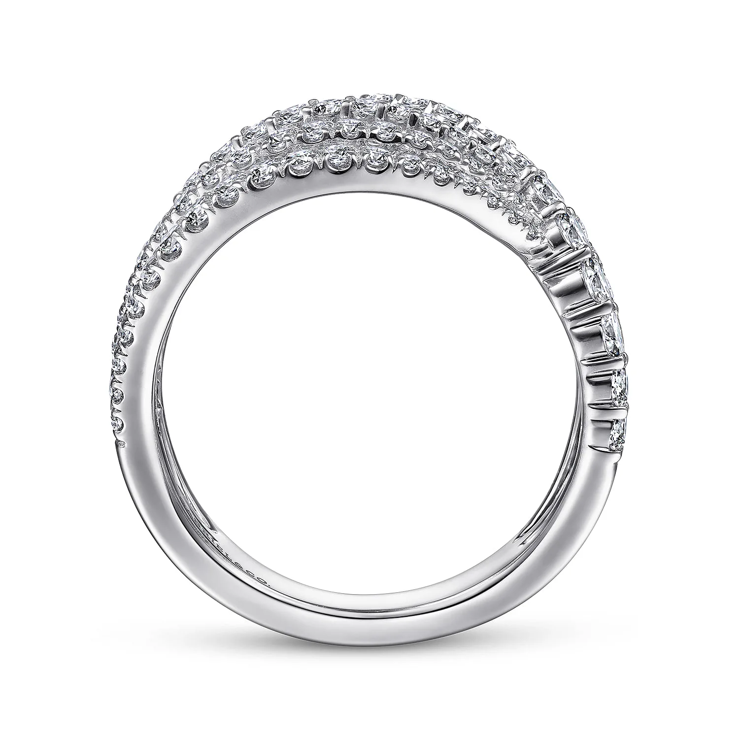 Diamond Bypass Multi Row Ring in 14K White Gold, photograph 2