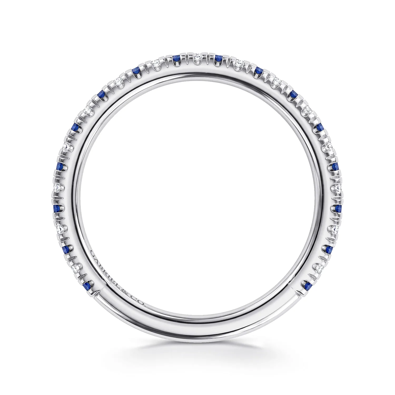 Sapphire and Diamond Stackable Band in 14K White Gold, photograph 2