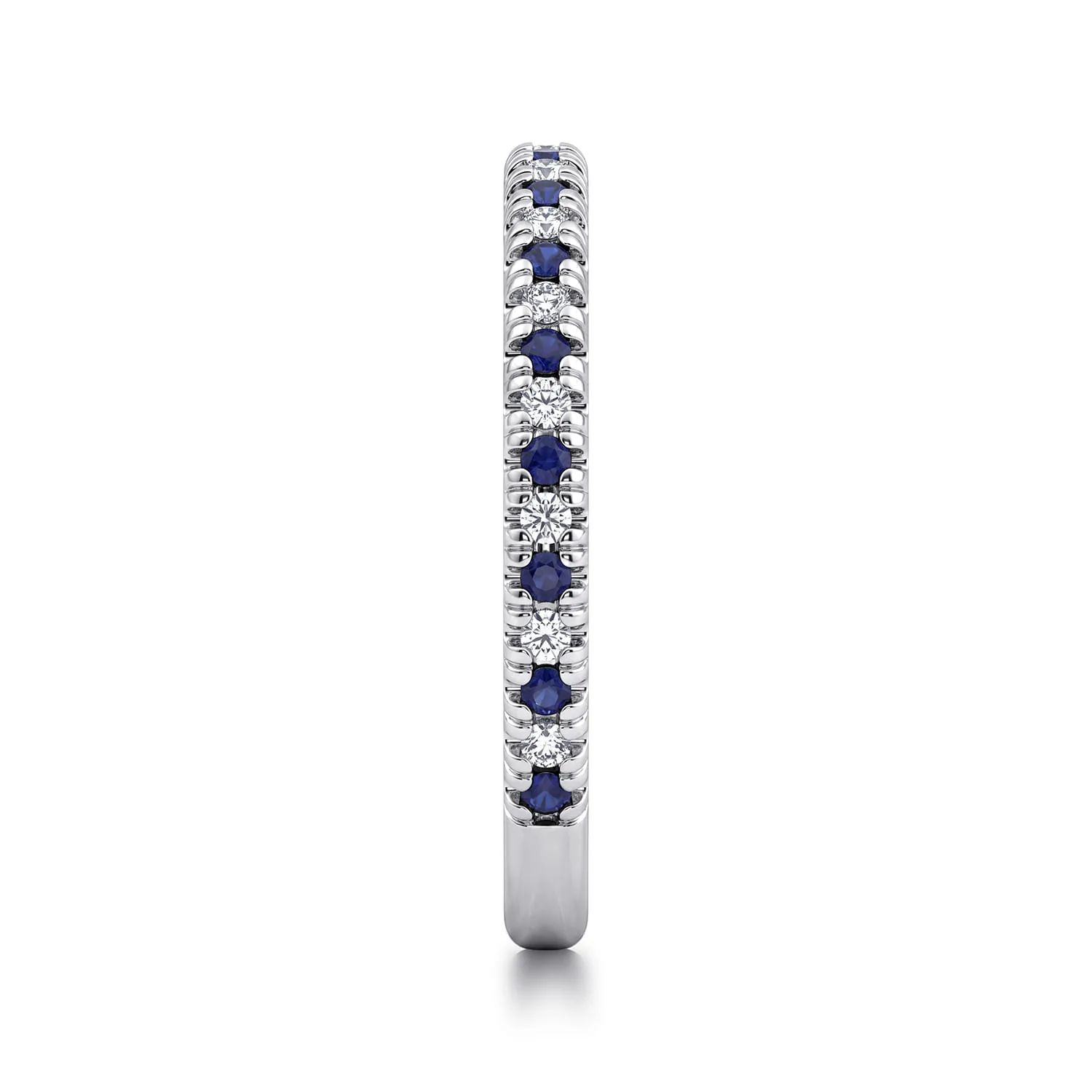 Sapphire and Diamond Stackable Band in 14K White Gold, photograph 4