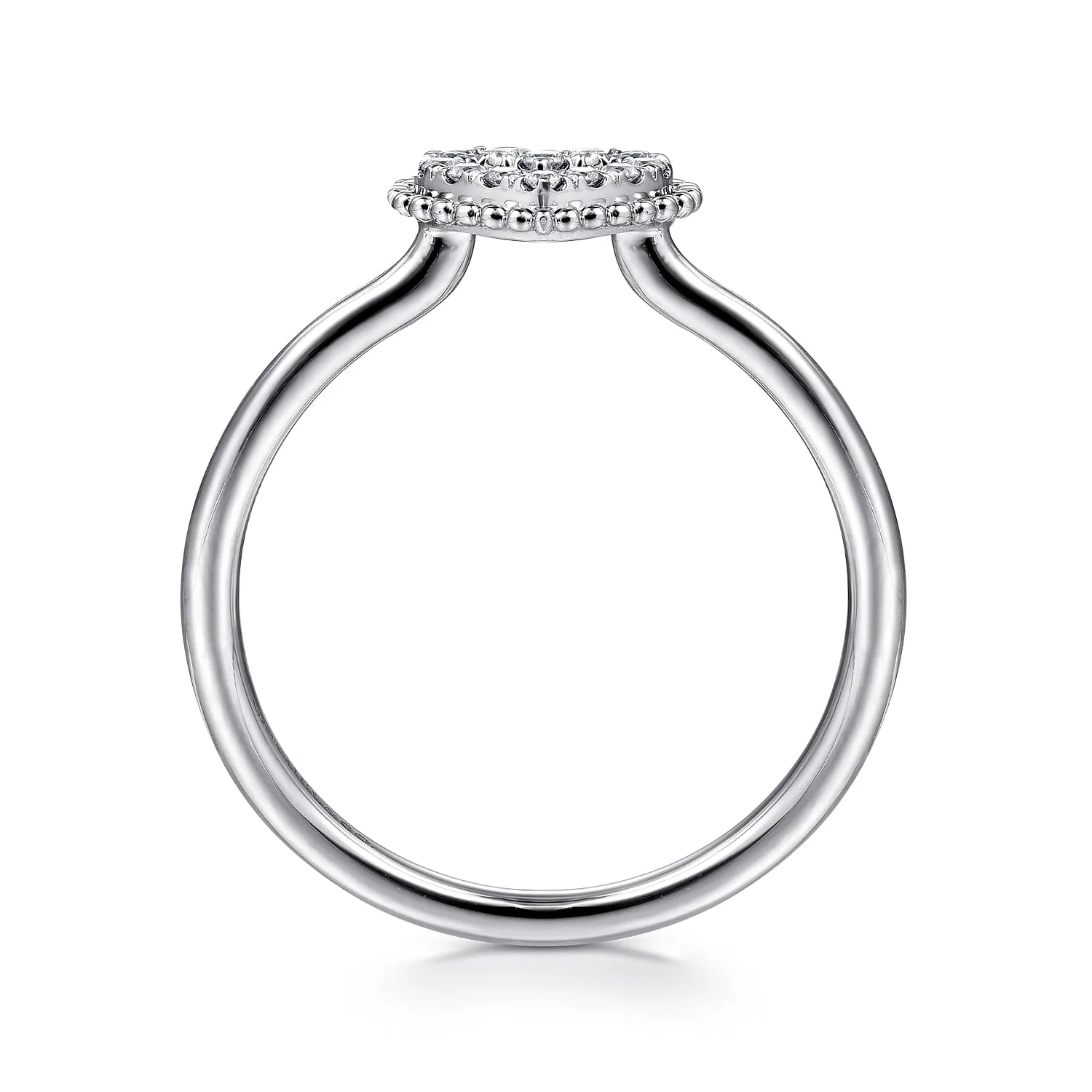 Diamond Pave Open Promise Ring in 14K White Gold, photograph 2