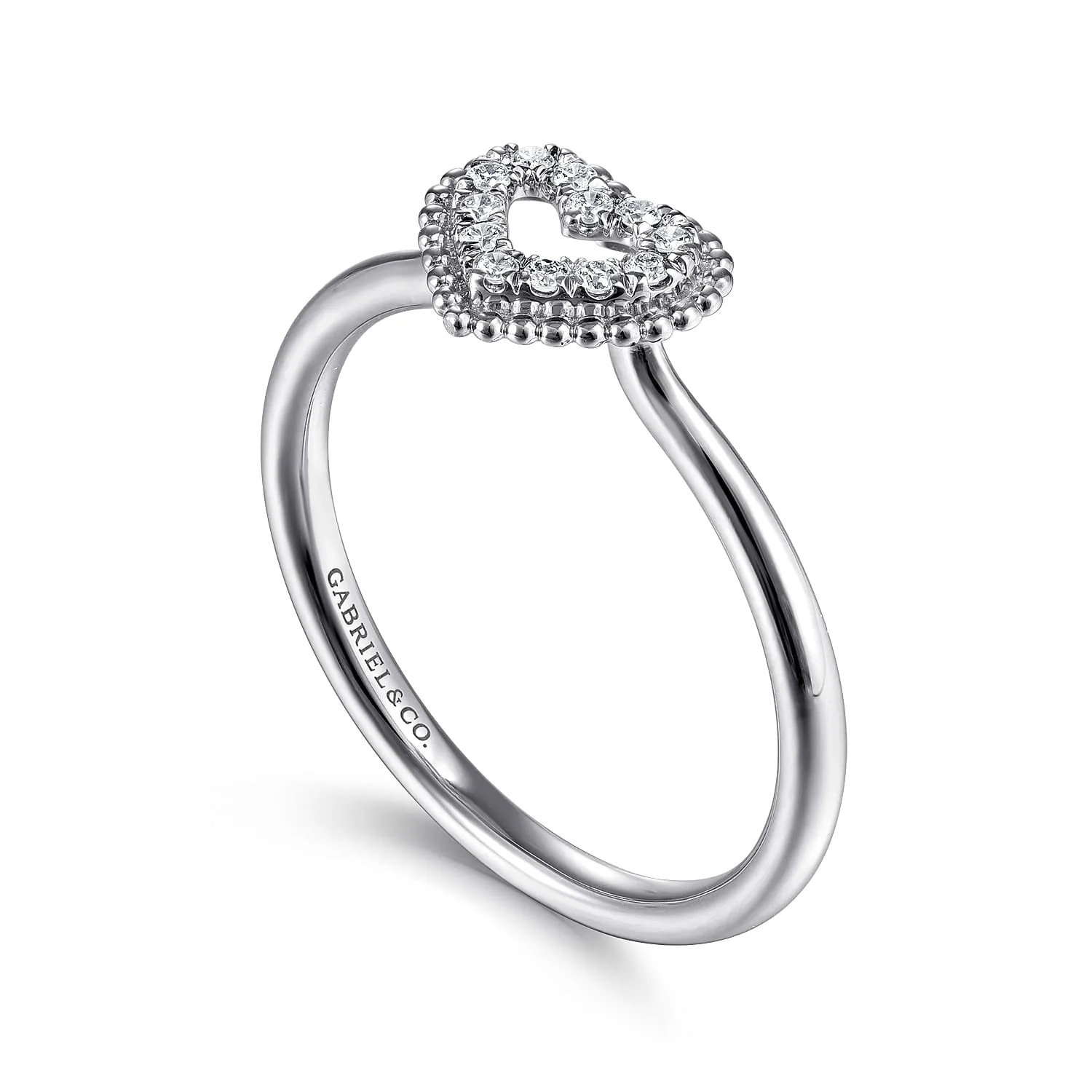 Diamond Pave Open Promise Ring in 14K White Gold, photograph 3