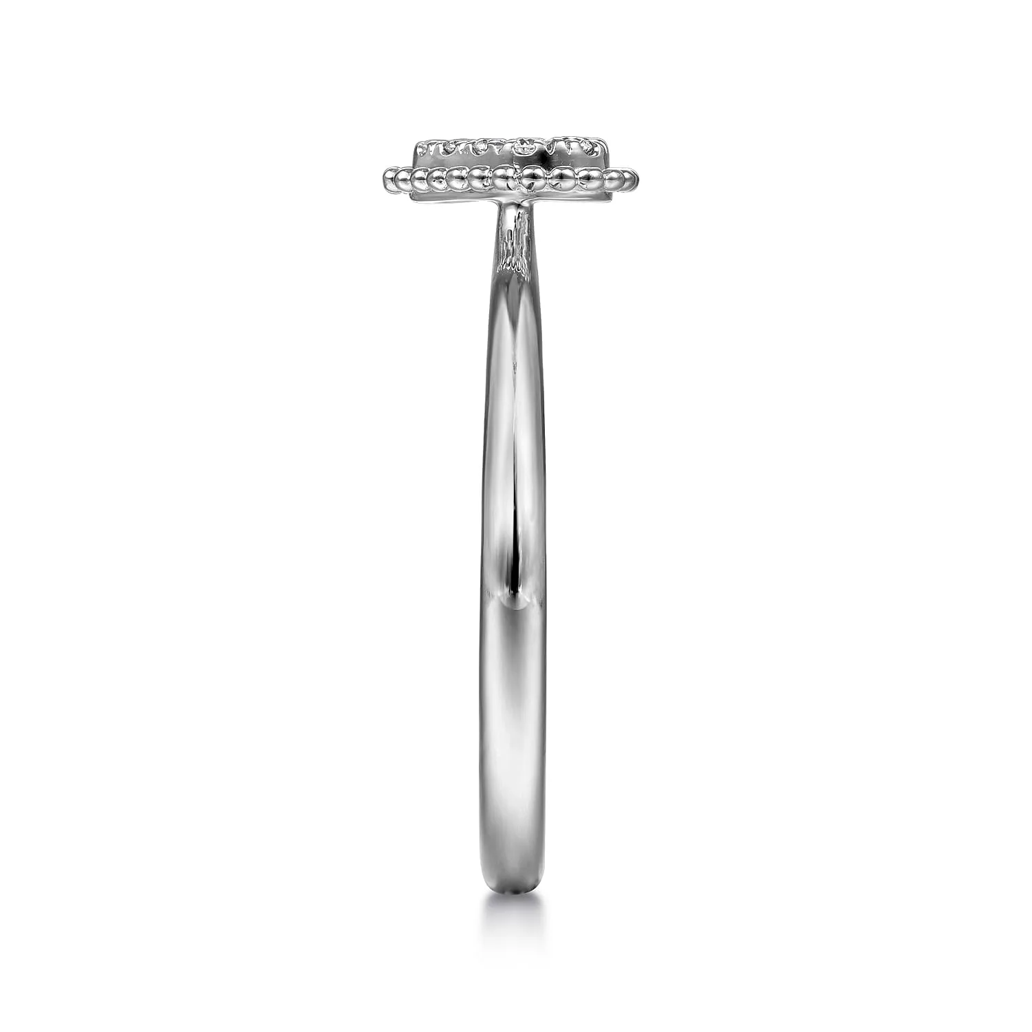 Diamond Pave Open Promise Ring in 14K White Gold, photograph 4
