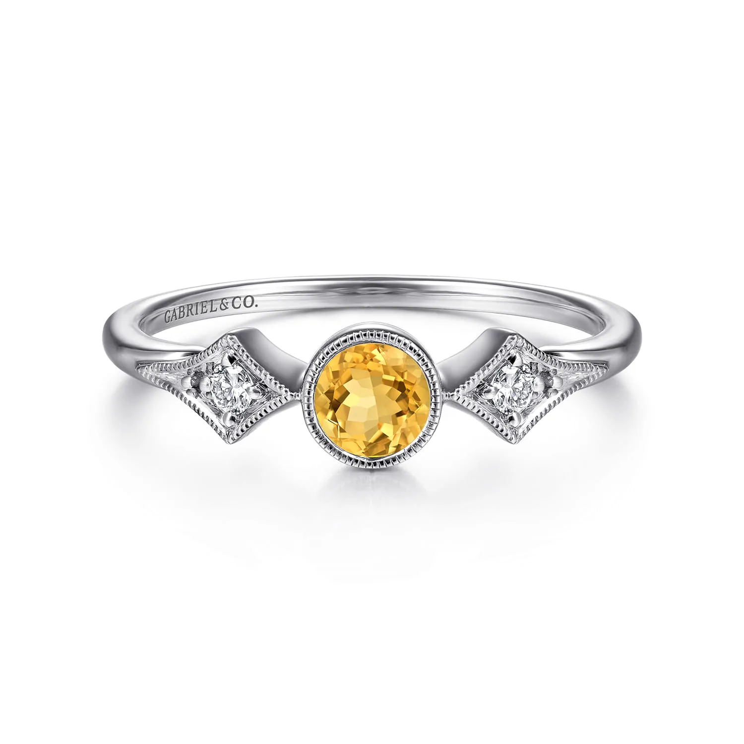 Citrine and Diamond Promise Ring