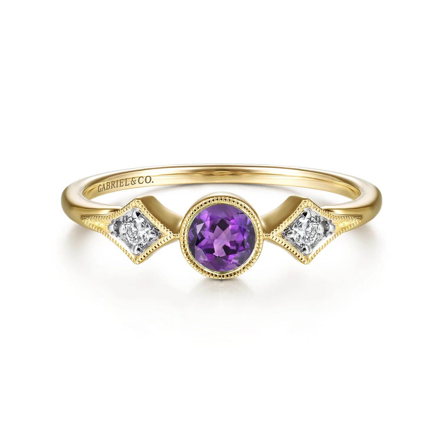 Amethyst and Diamond Promise Ring