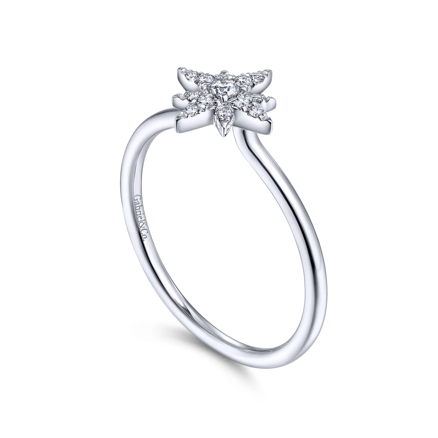 Diamond Starburst Ring in 14K White Gold, photograph 3