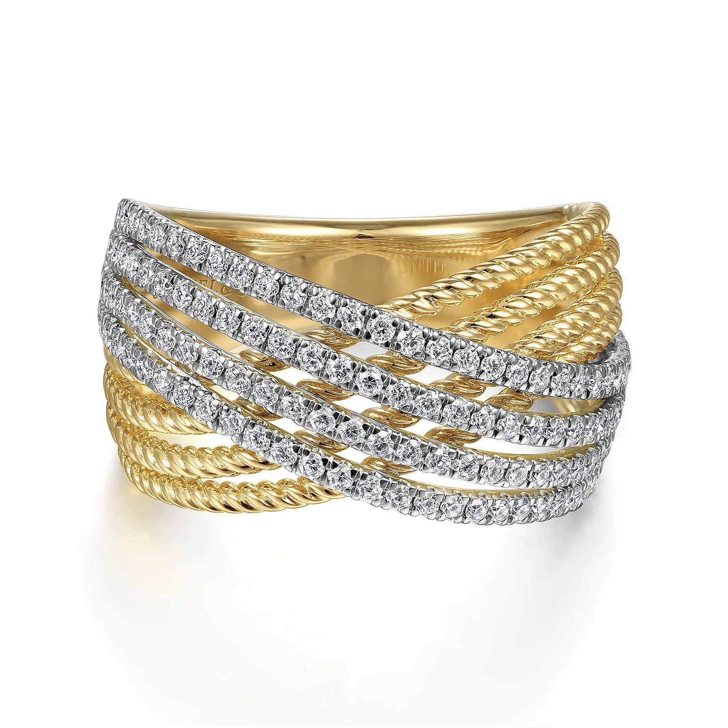 Twisted Rope and Diamond Criss Cross Ring
