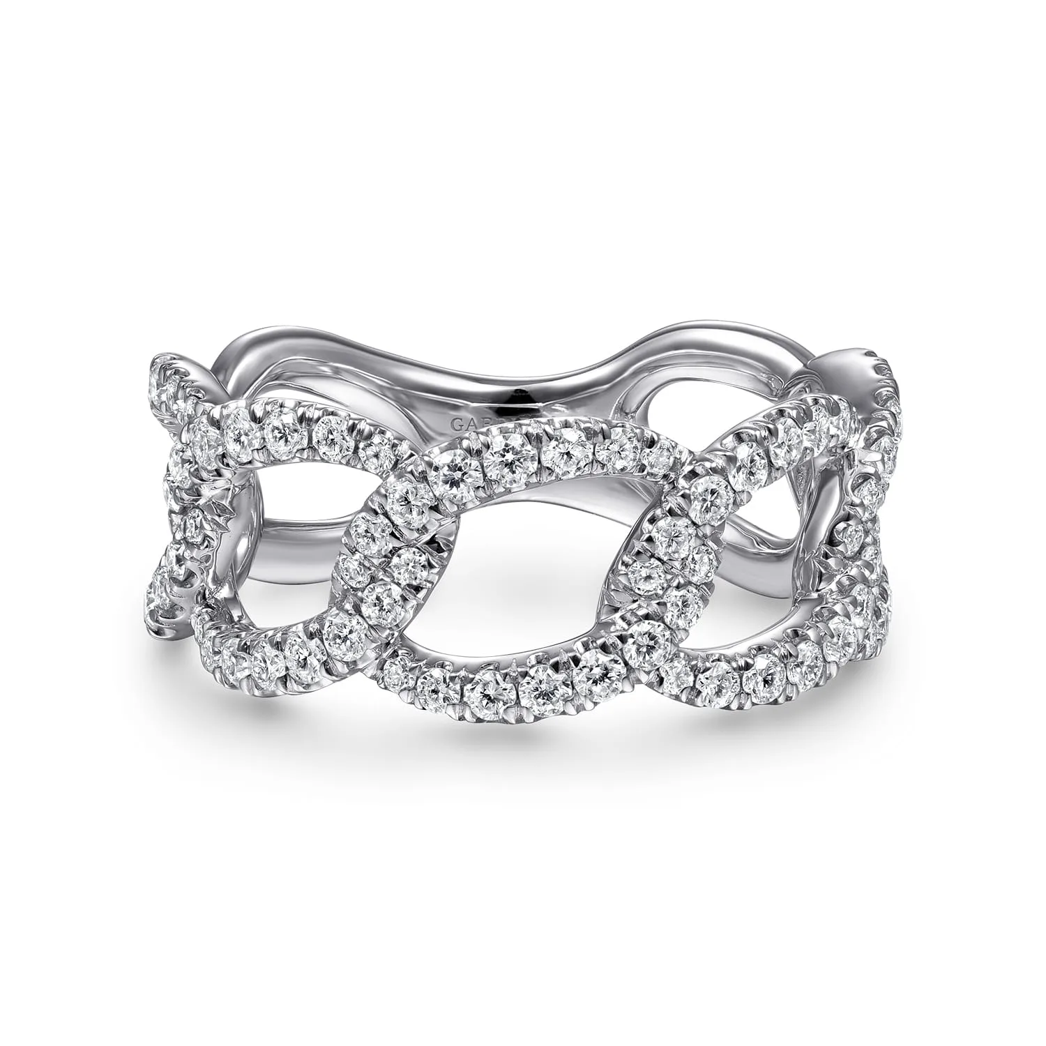Wide Diamond Open Link Ring