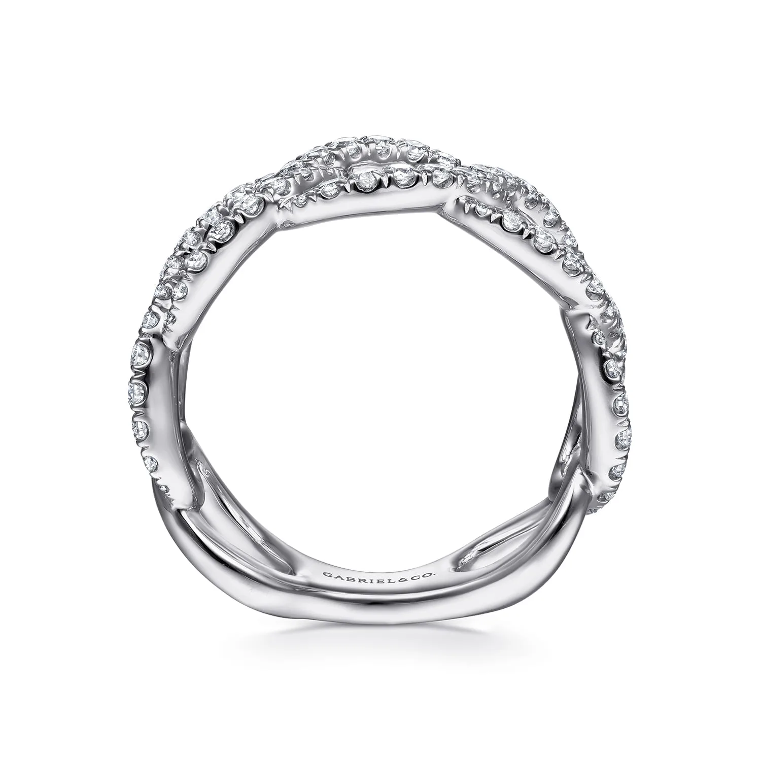 Wide Diamond Open Link Ring in 14K White Gold, photograph 2