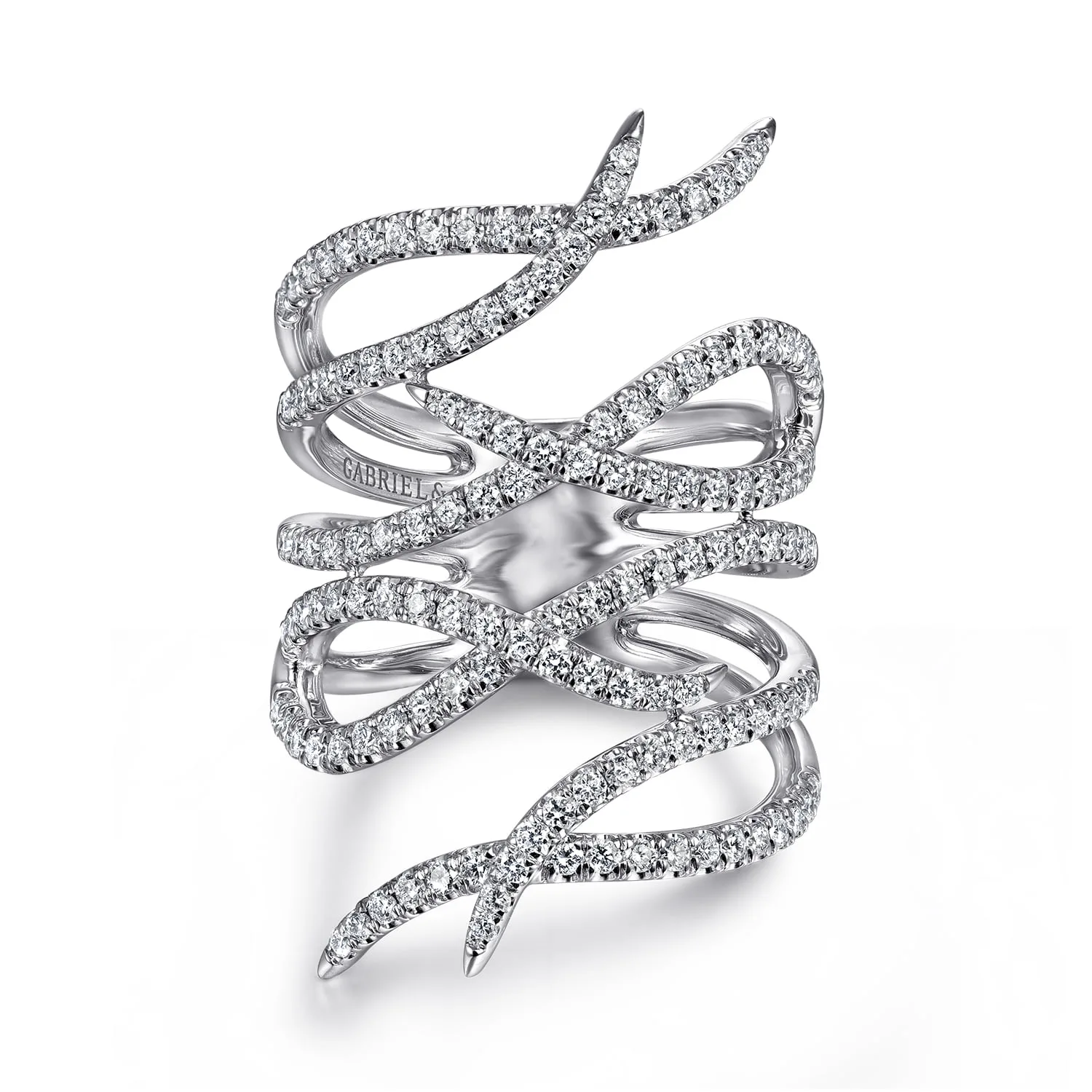 Diamond Multi Row Twisted Vine Ring
