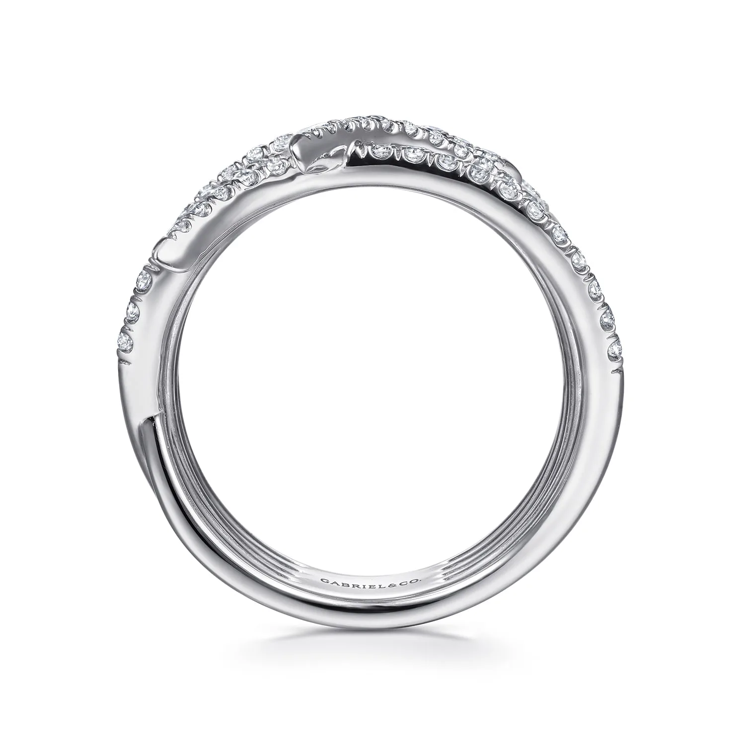 Diamond Multi Row Twisted Vine Ring in 14K White Gold, photograph 2