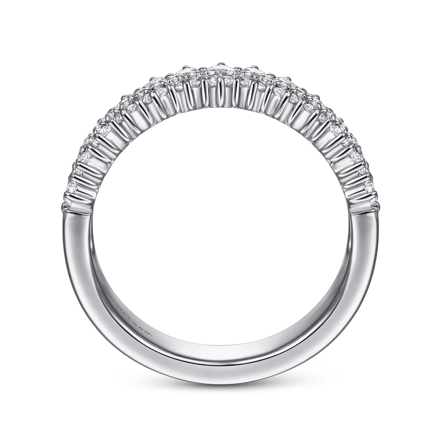 Three Row Diamond Band in 14K White Gold, photograph 2