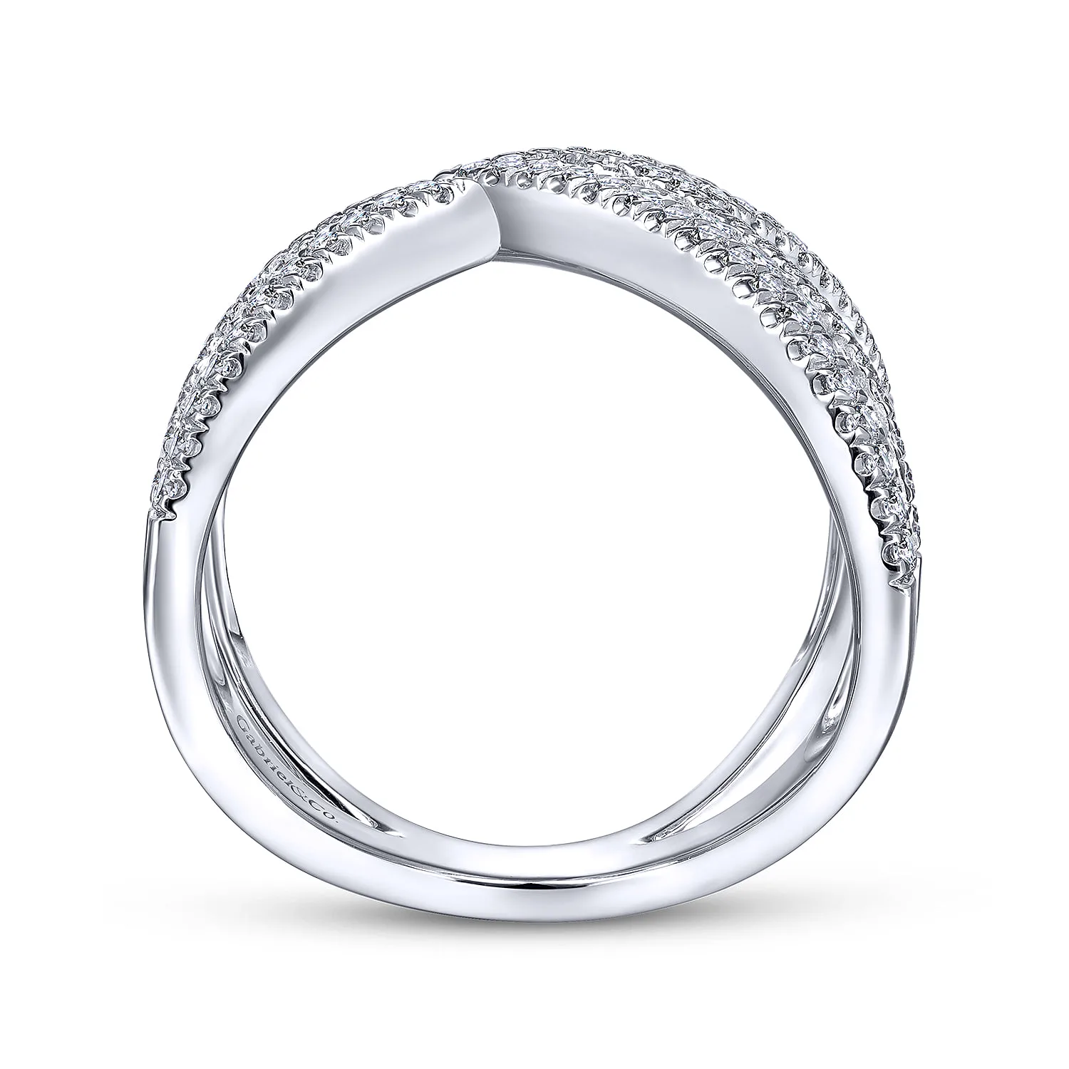 Abstract Diamond Pave Bypass Open Ring in 14K White Gold, photograph 2