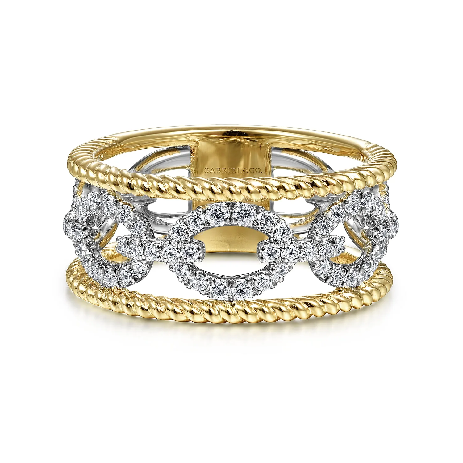 Diamond Link and Twisted Rope Ring
