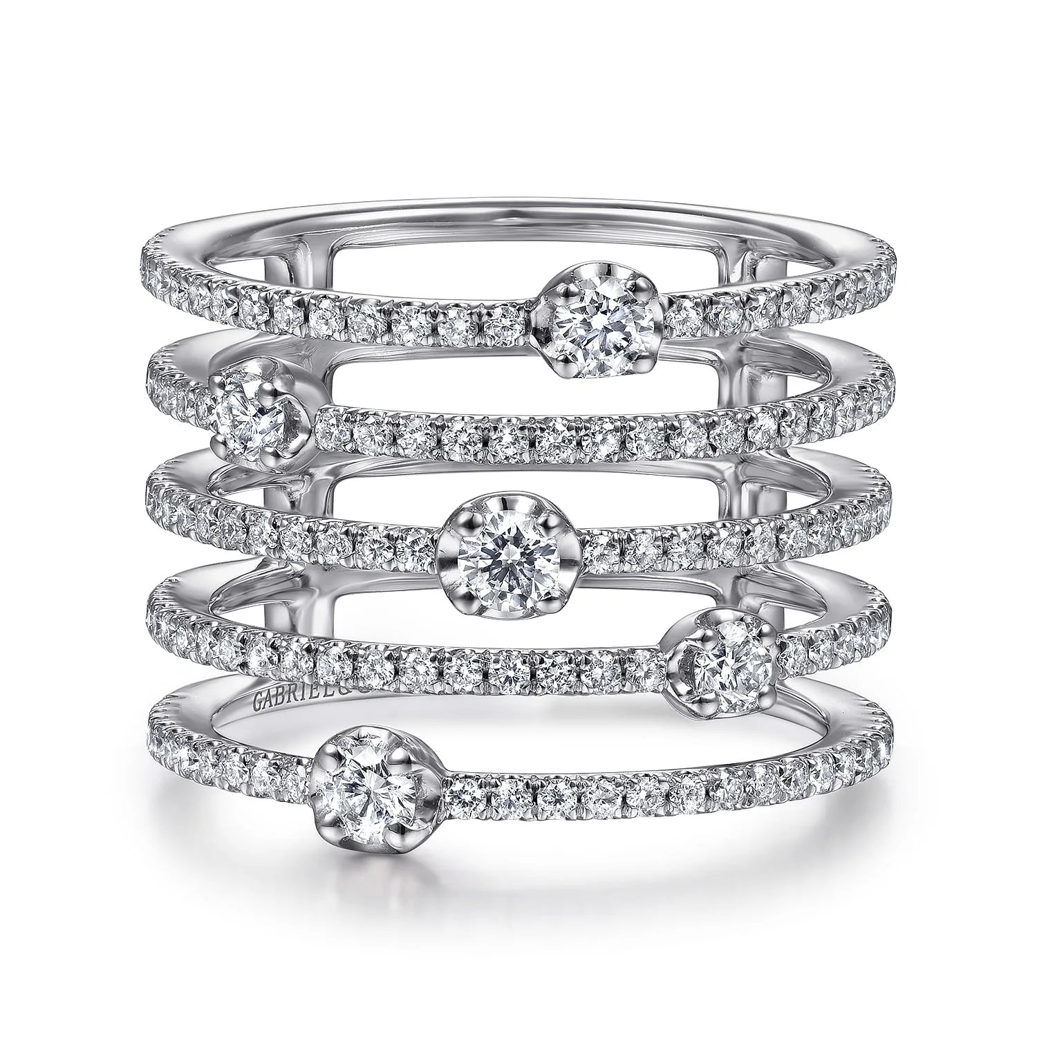 Five Row Diamond Station Wide Band