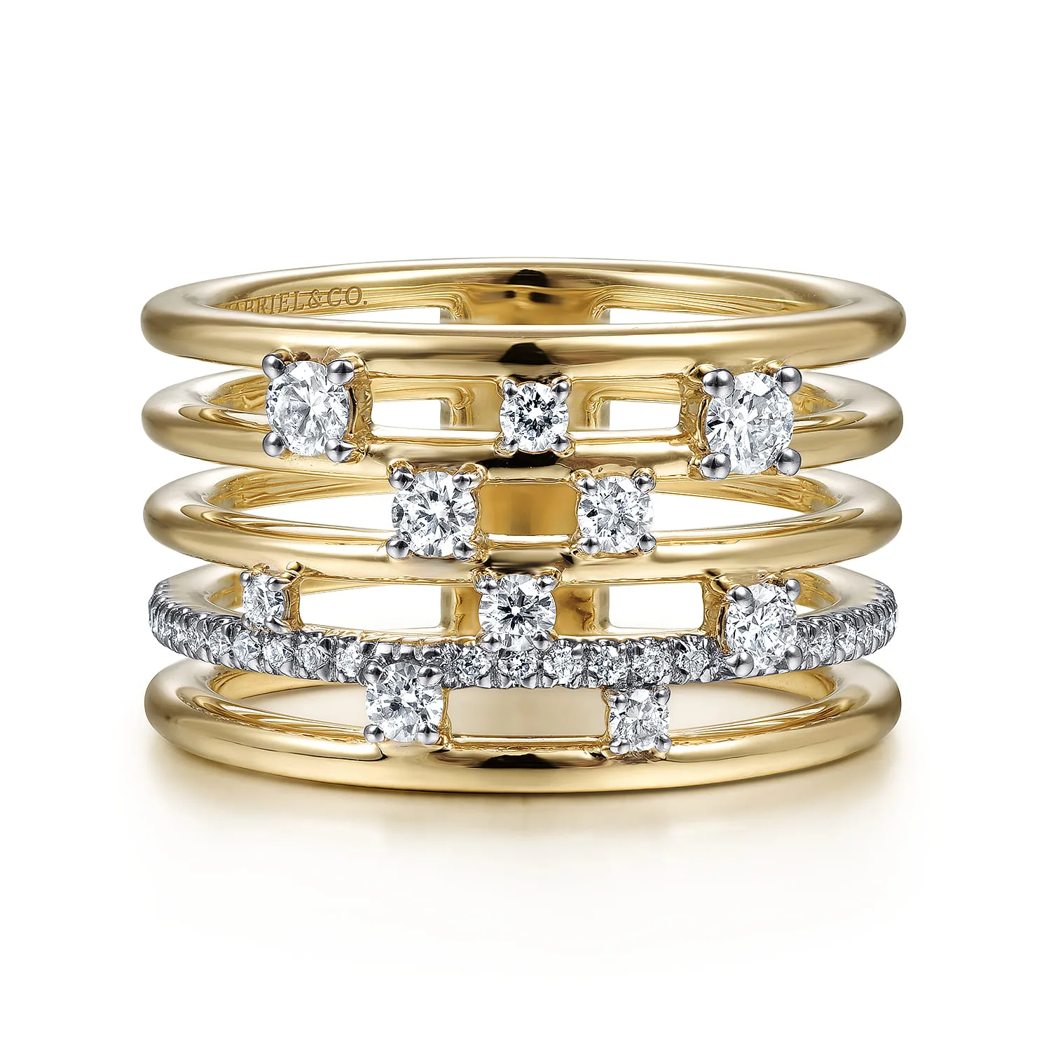 Five Row Diamond Station Ring