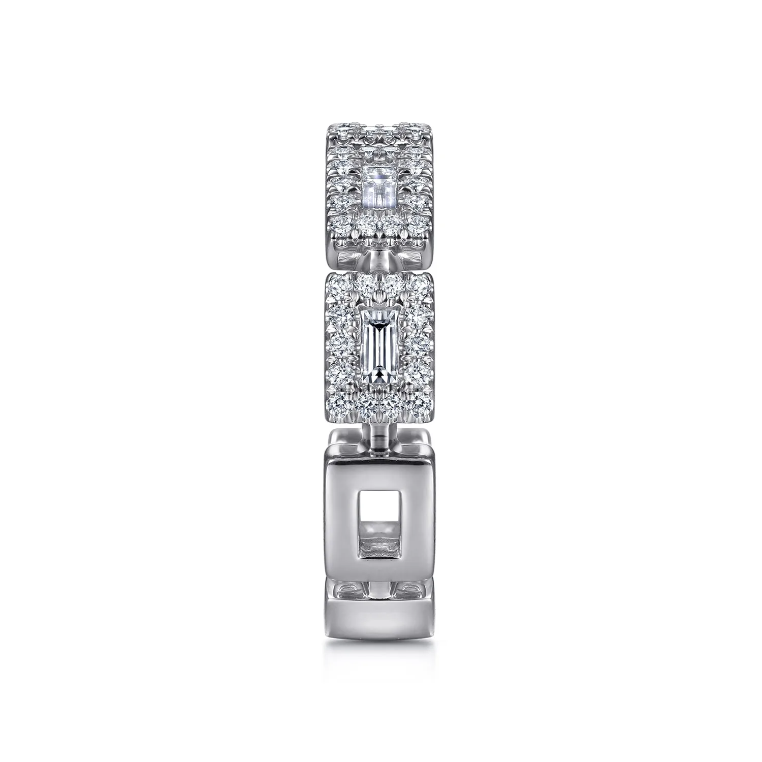 Baguette and Diamond Station Ring in 14K White Gold, photograph 4