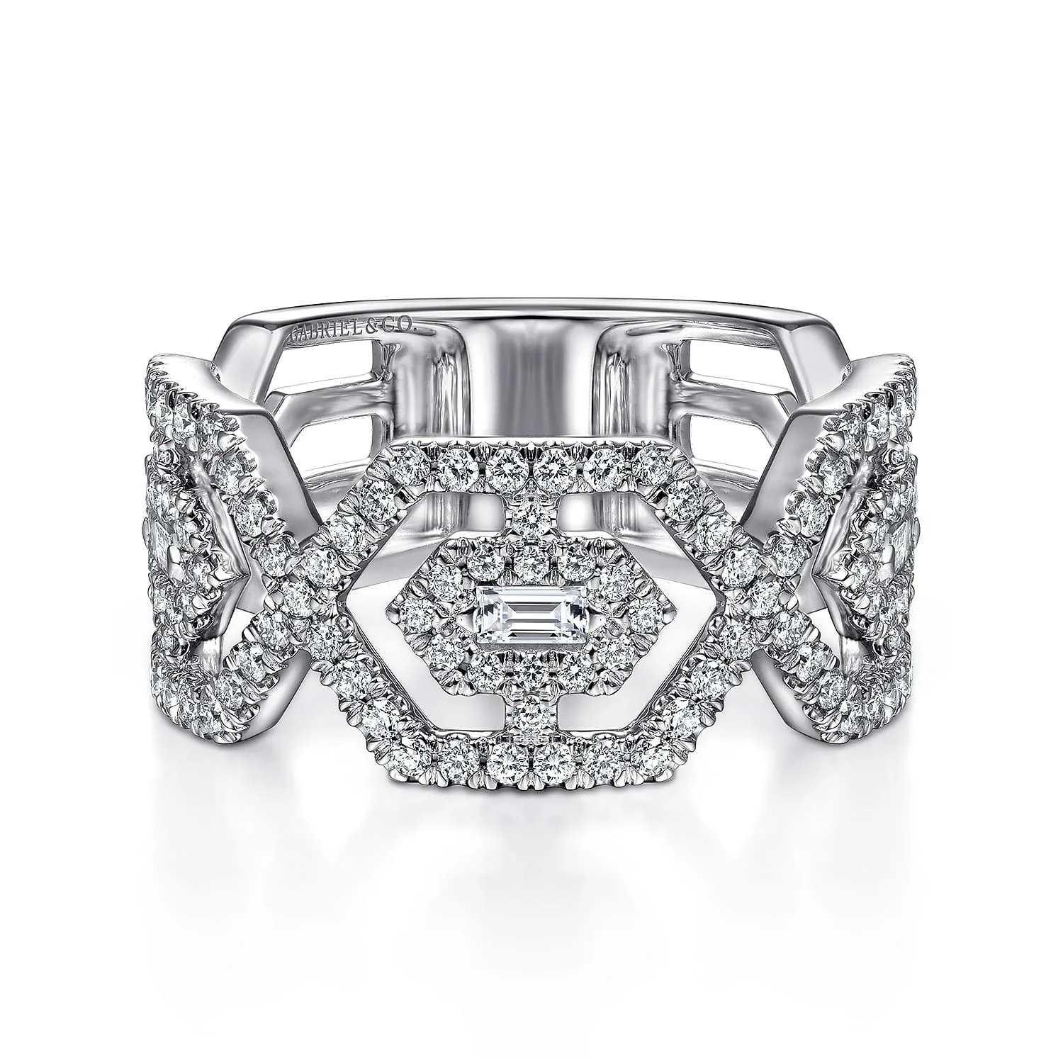 Geometric Open Diamond Ring