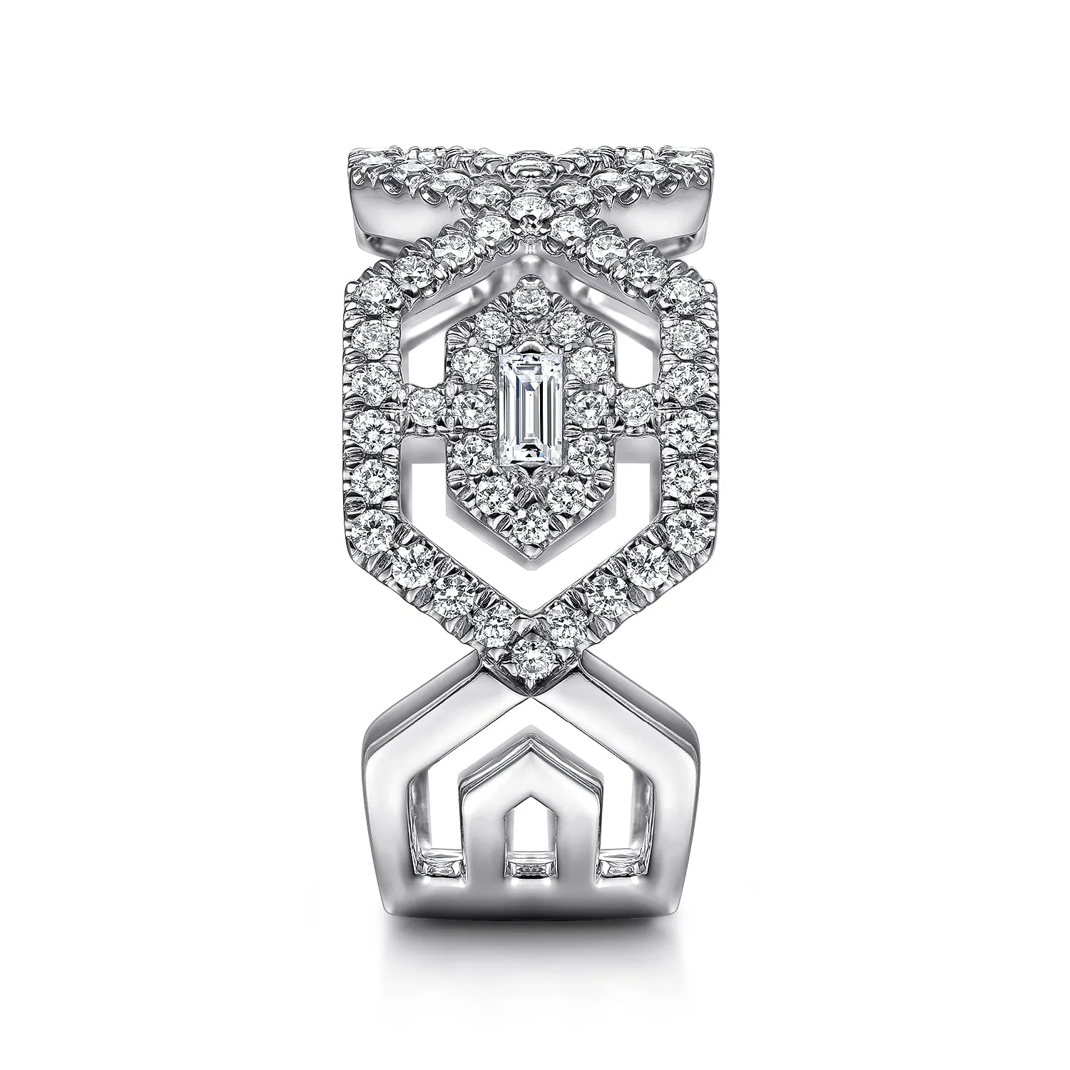 Geometric Open Diamond Ring in 14K White Gold, photograph 4