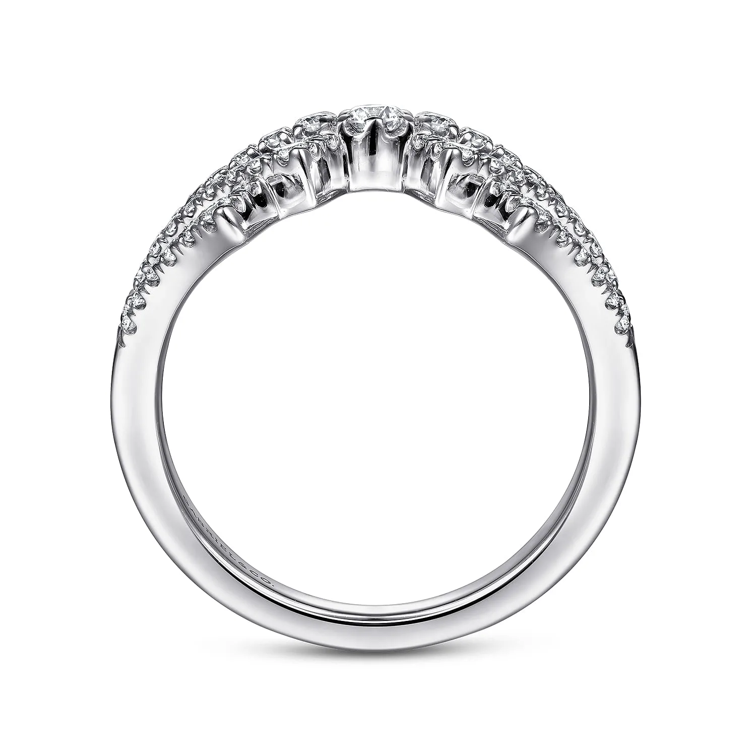 Diamond Fan Corset Ring in 14K White Gold, photograph 2
