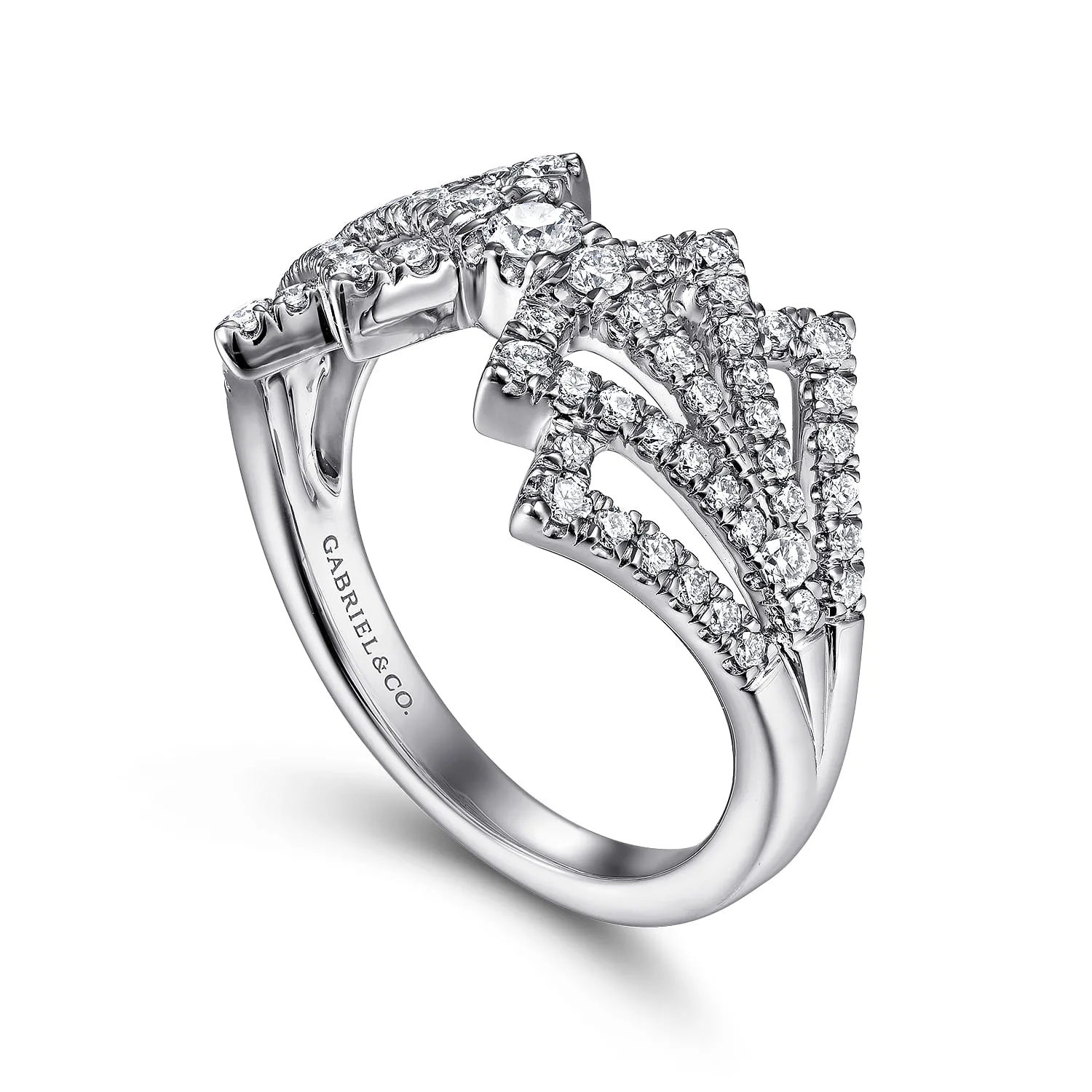 Diamond Fan Corset Ring in 14K White Gold, photograph 3