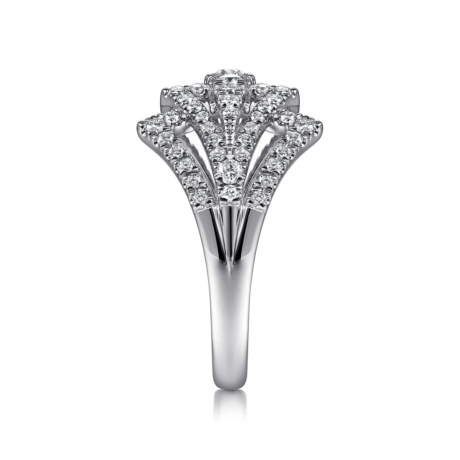 Diamond Fan Corset Ring in 14K White Gold, photograph 4