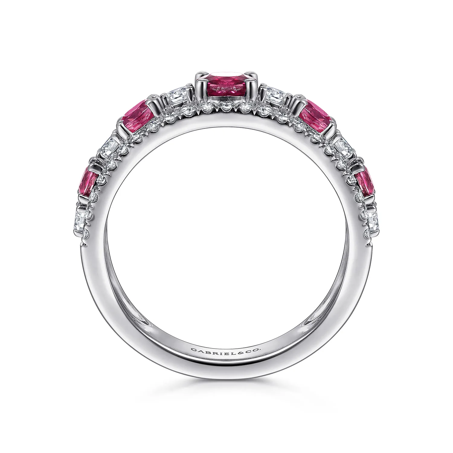 Diamond and Ruby Ladies Ring in 14K White Gold, photograph 2