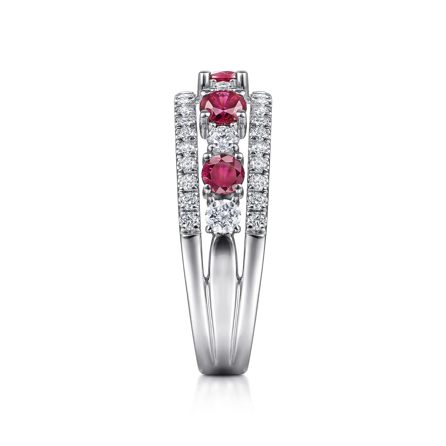 Diamond and Ruby Ladies Ring in 14K White Gold, photograph 4