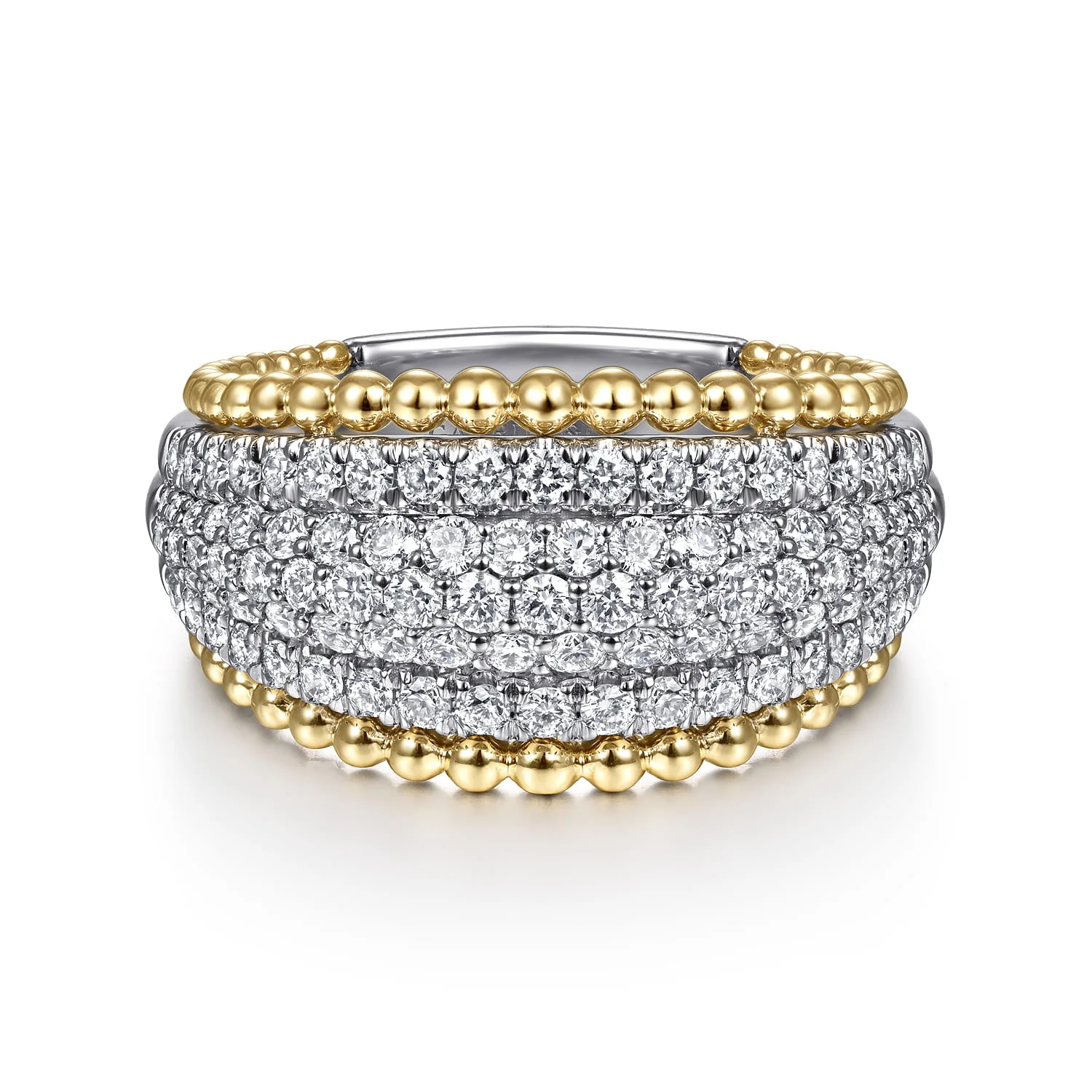 Wide Diamond Pave Band with Bujukan Bead Border