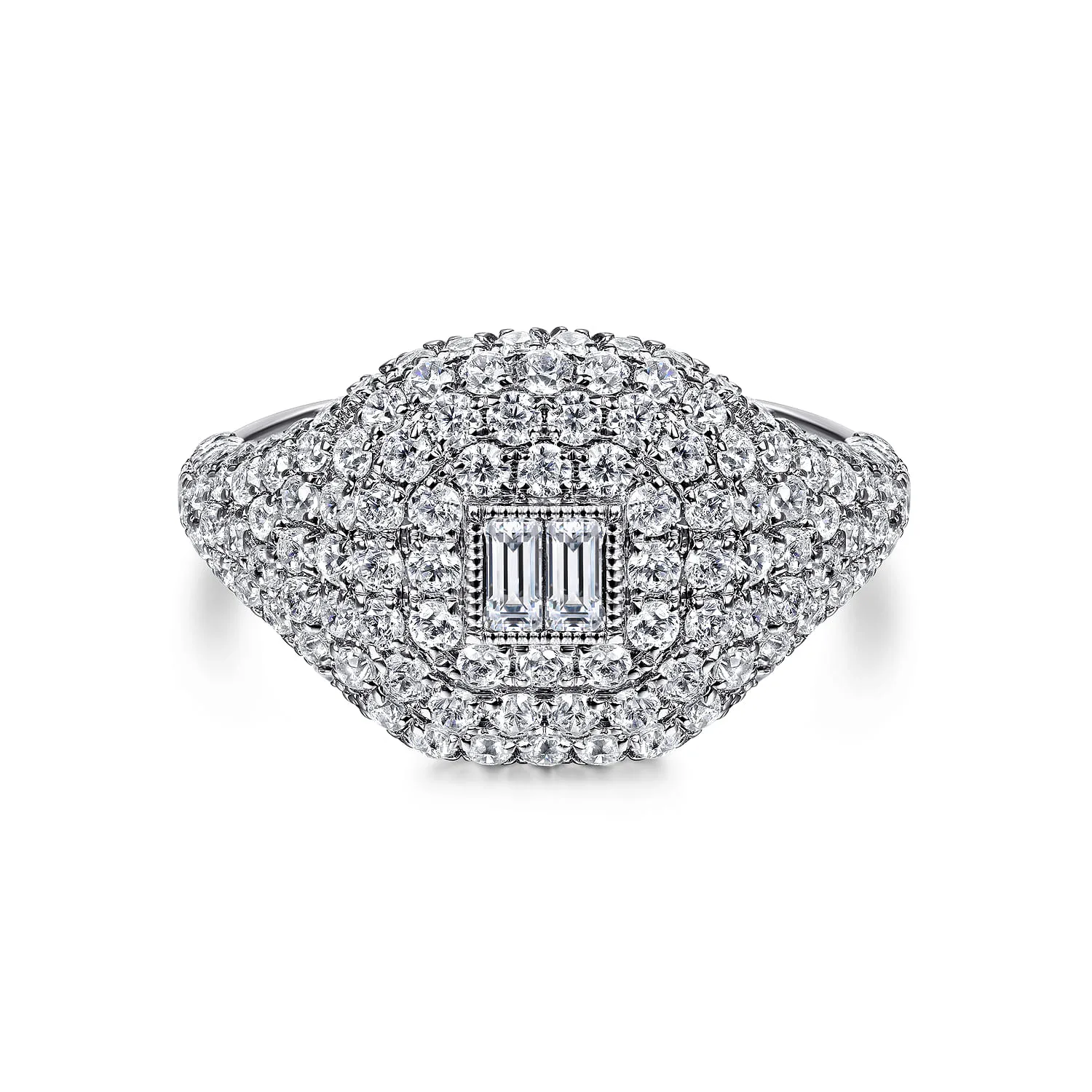 Diamond Pave Ring with Baguette Center