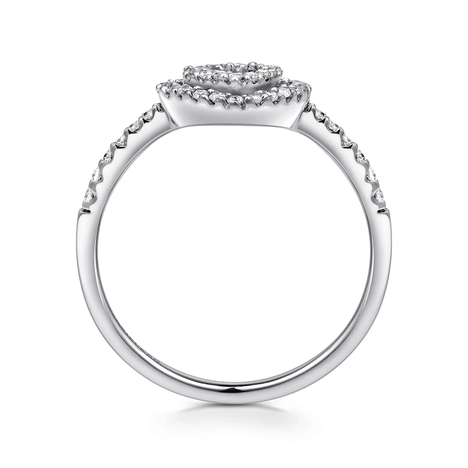 Diamond Double Diamond Promise Ring in 14K White Gold, photograph 2