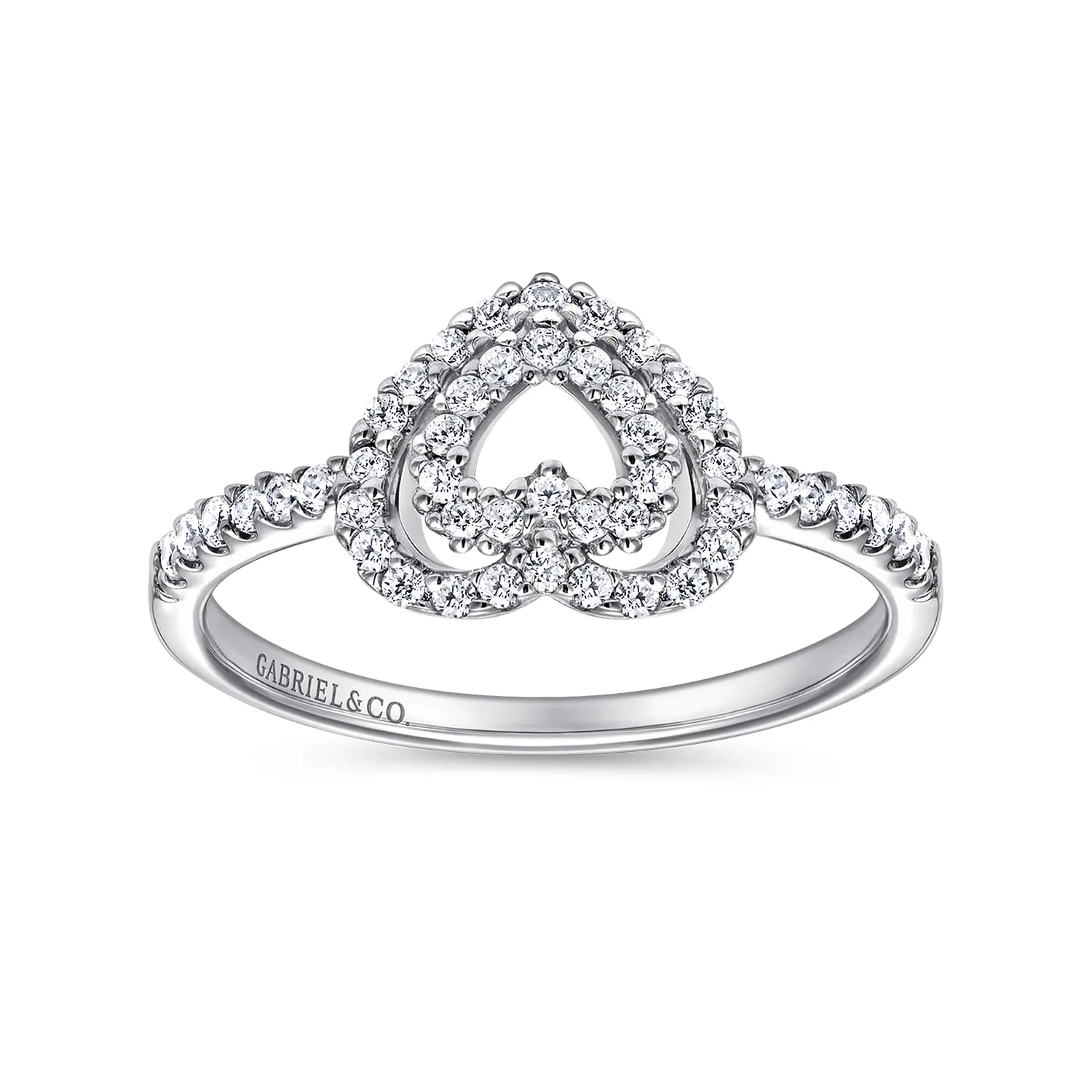 Diamond Double Diamond Promise Ring in 14K White Gold, photograph 4