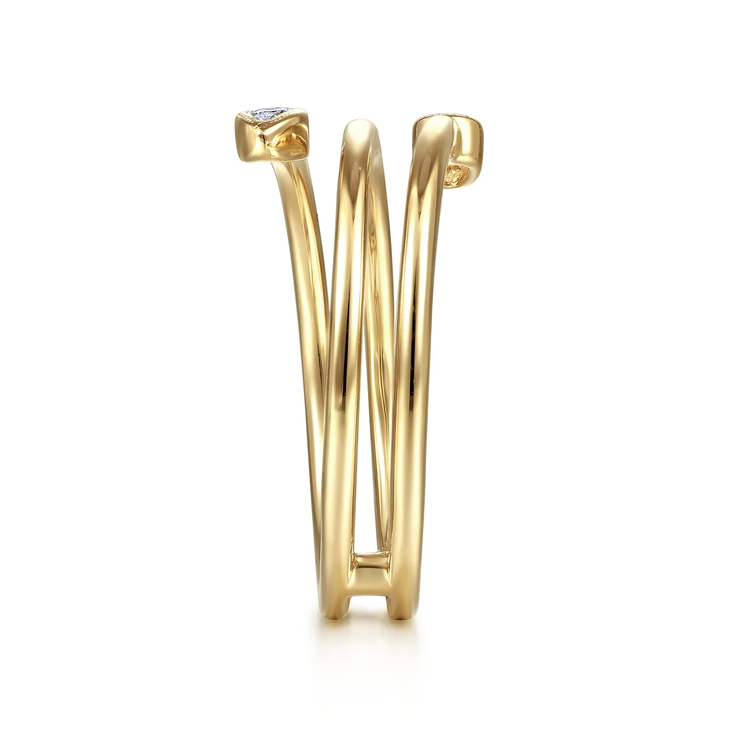 Wrap Ring with Cluster Diamond Teardrop Tips in 14K Yellow Gold, photograph 4
