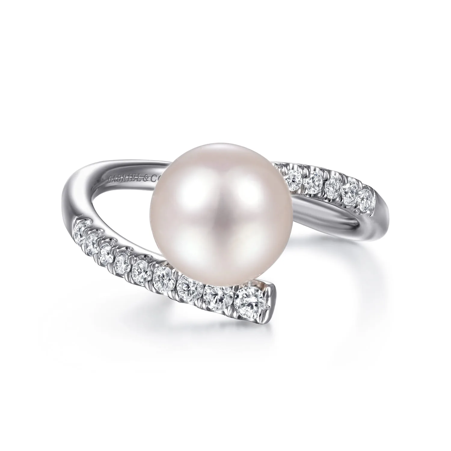Bypass Pearl and Diamond Ring