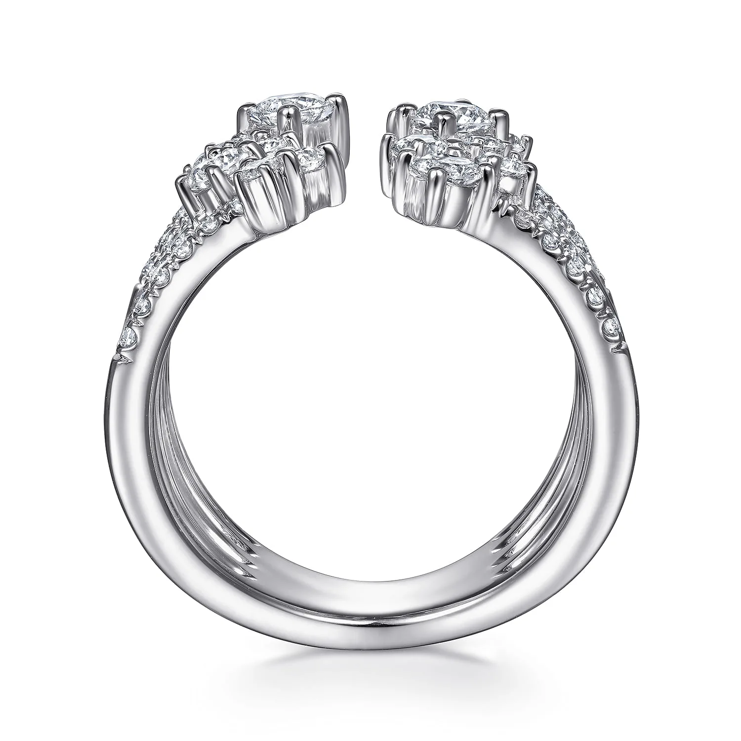 Multi Row Diamond Statement Ring in 18K White Gold, photograph 2