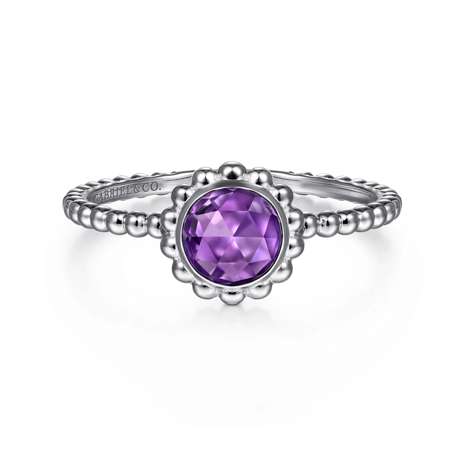 Round Amethyst Bujukan Beaded Promise Ring