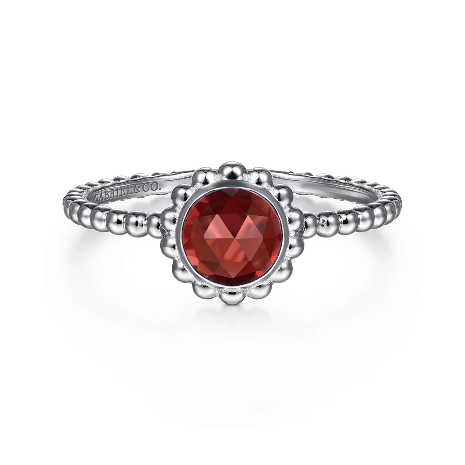 Round Garnet Bujukan Beaded Promise Ring