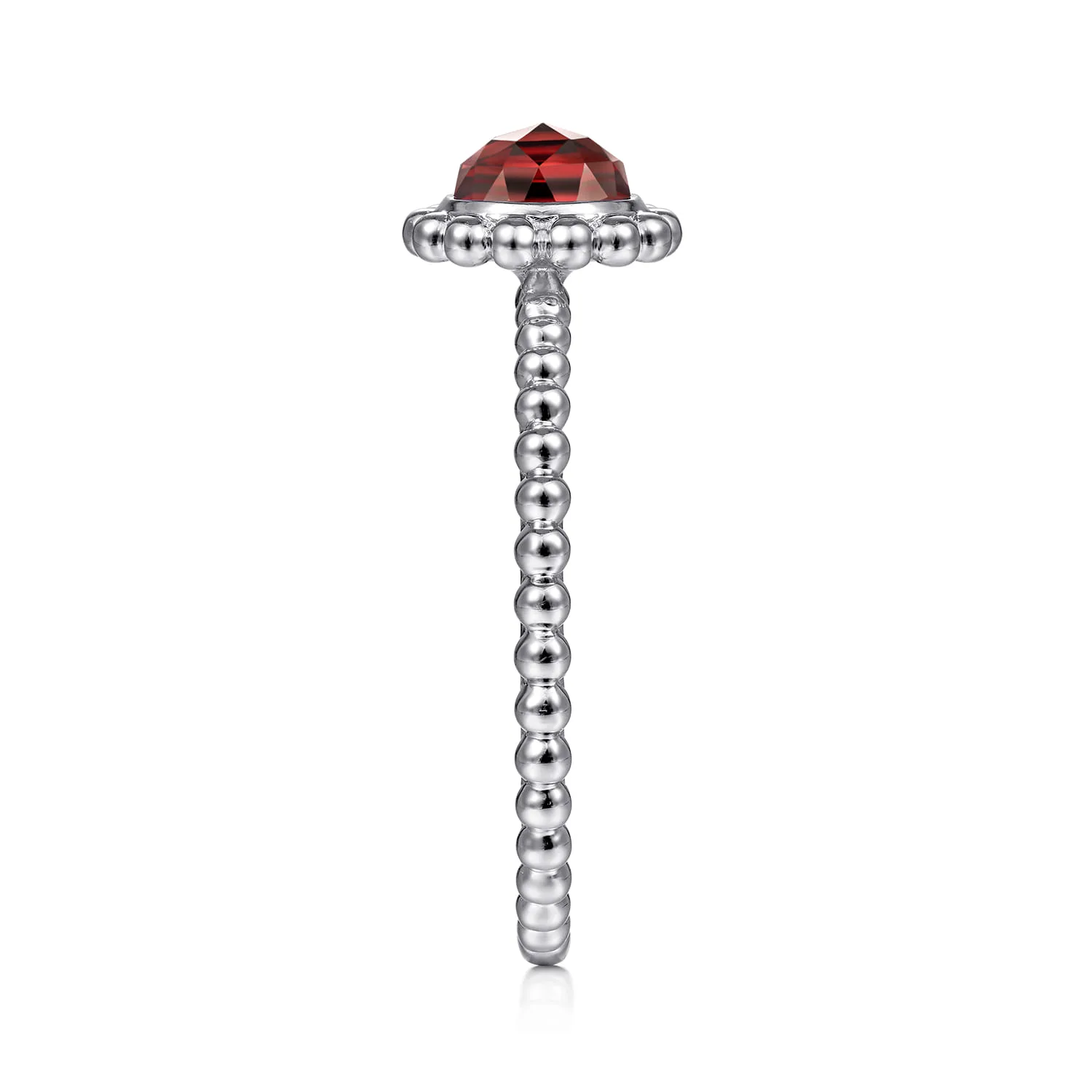Round Garnet Bujukan Beaded Promise Ring in 14K White Gold, photograph 4