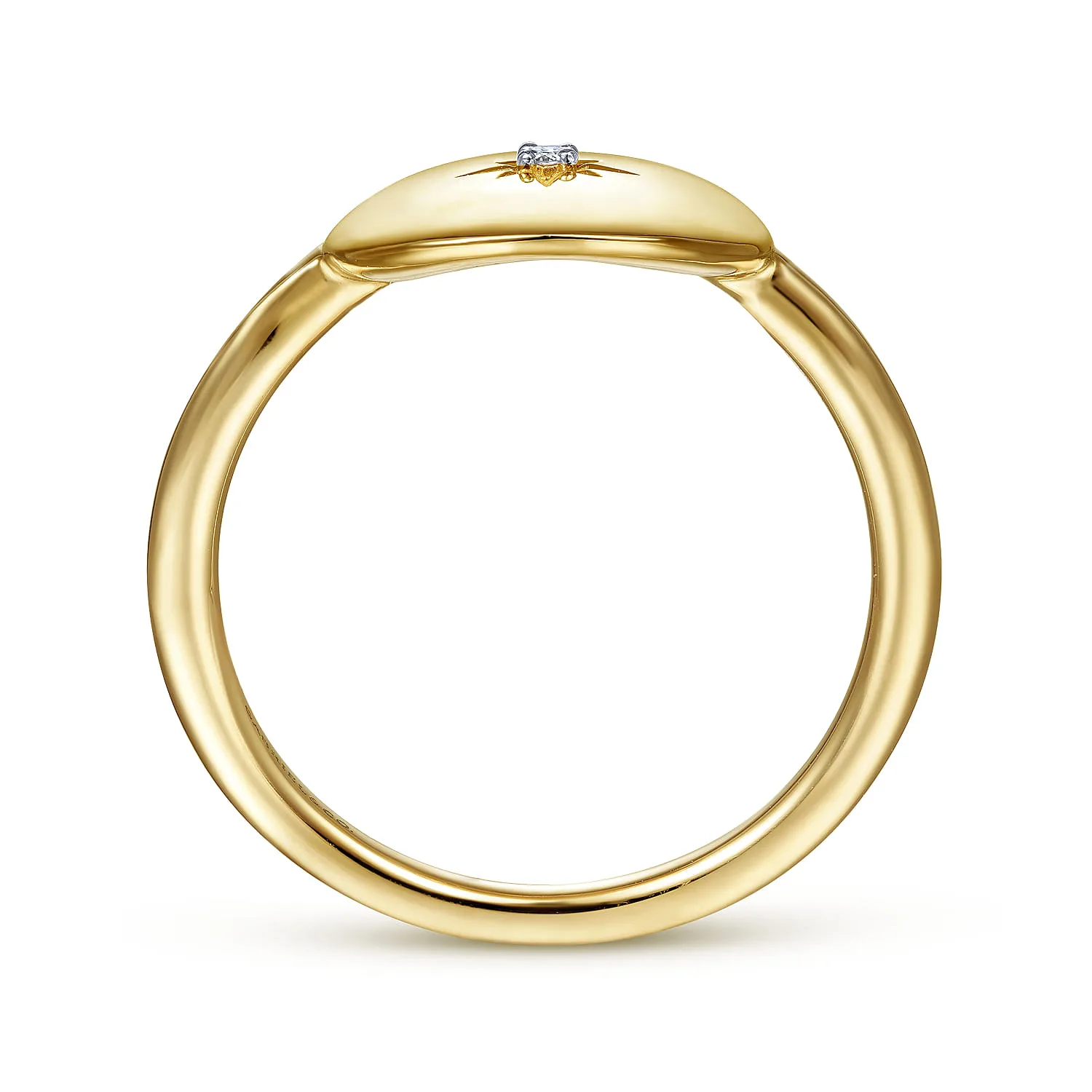 Medallion Ring with Diamond Star Center in 14K Yellow Gold, photograph 2