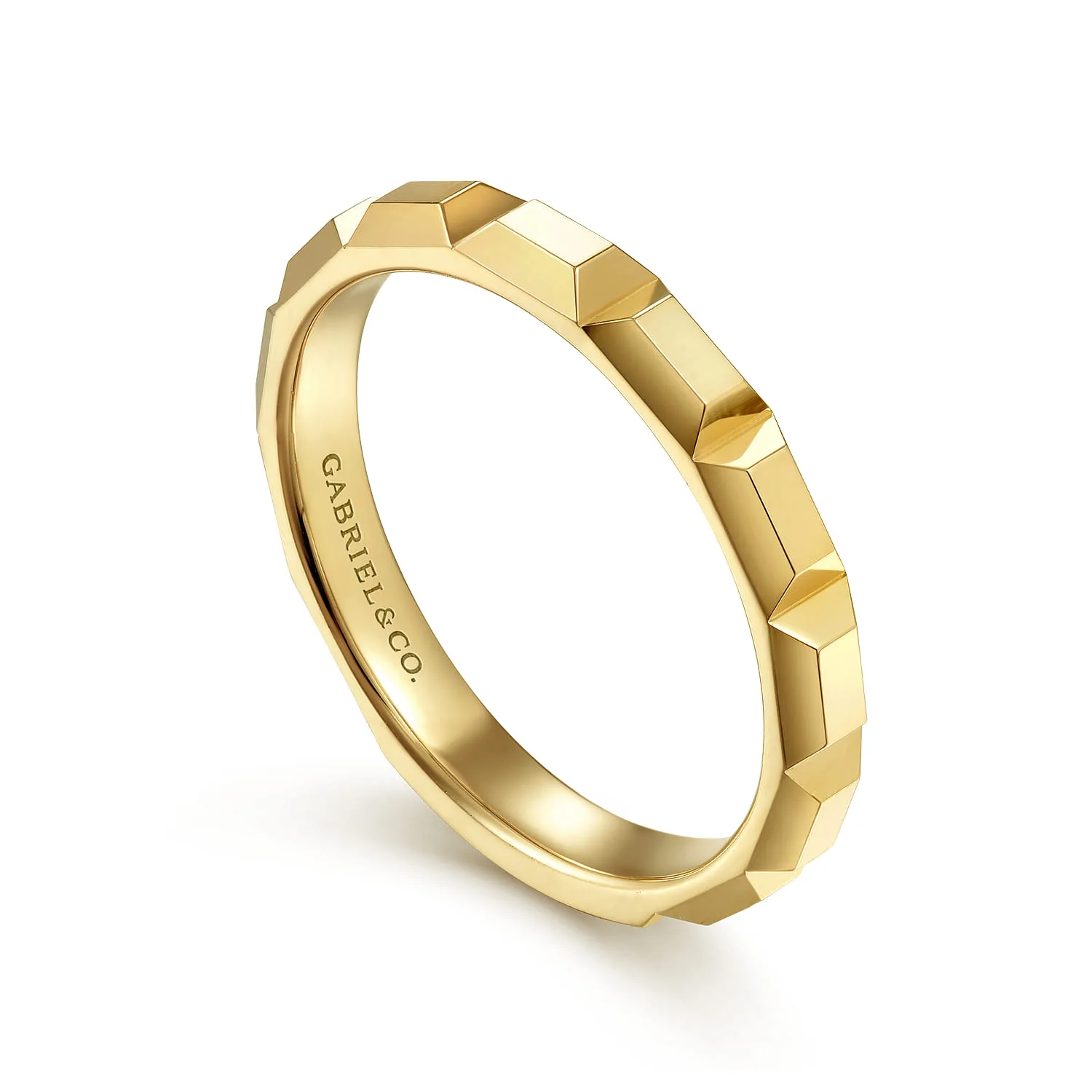 Faceted Rectangle Station Stackable Ring in 14K Yellow Gold, photograph 3