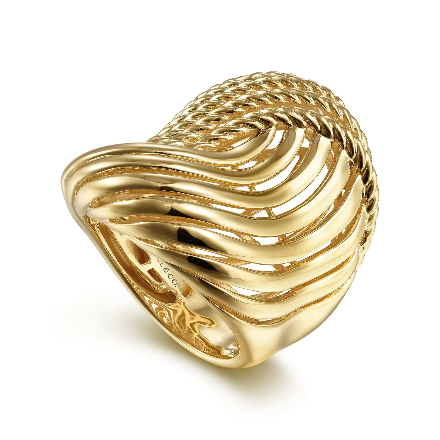 Twisted Rope Abstract Ring in 14K Yellow Gold, photograph 3