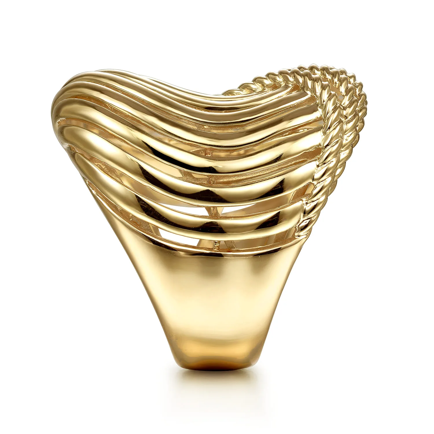 Twisted Rope Abstract Ring in 14K Yellow Gold, photograph 4