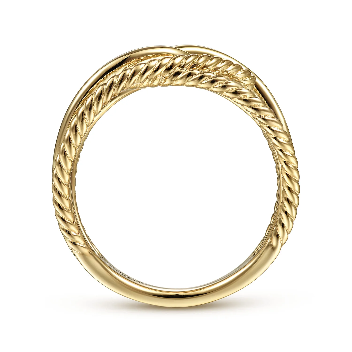 Wide Intersecting Twisted Rope Ring in 14K Yellow Gold, photograph 2