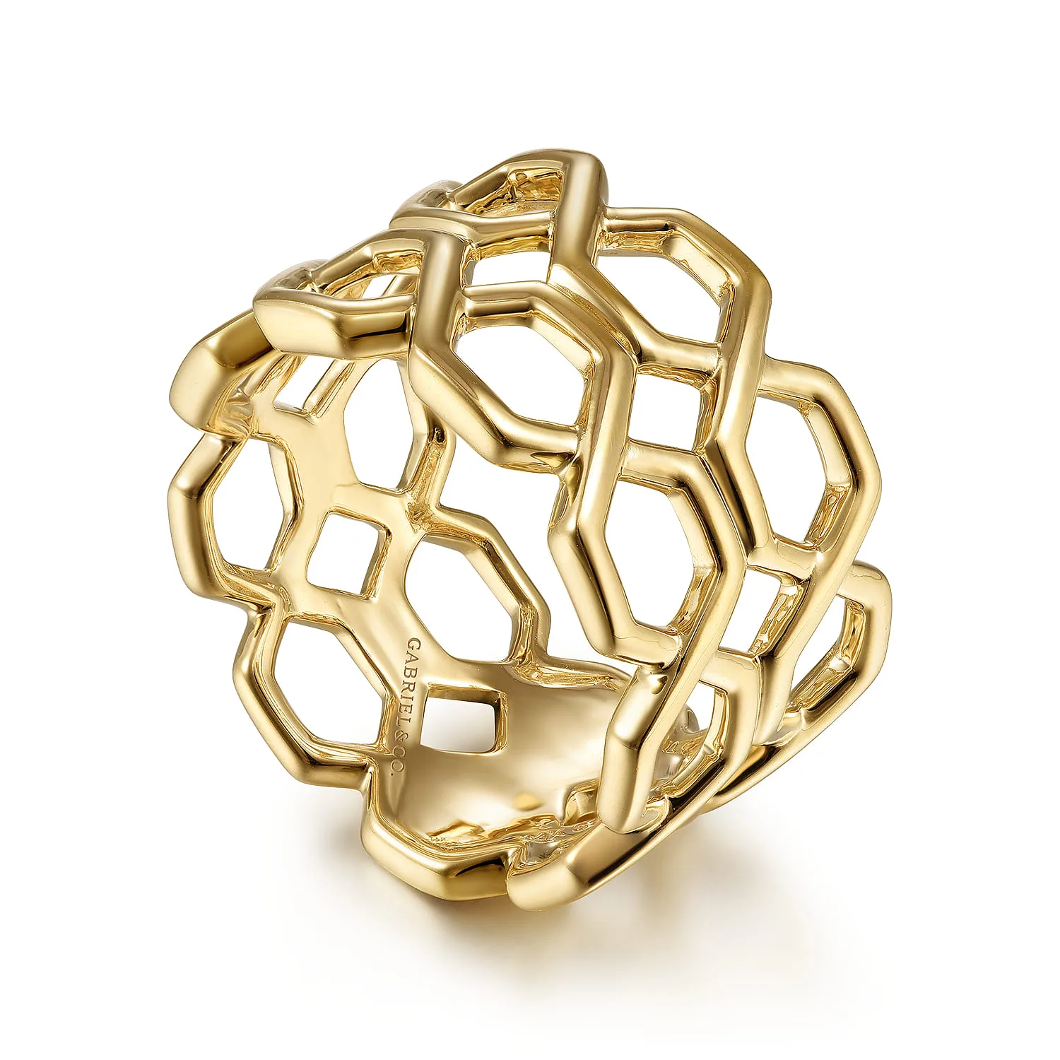 Two Row Twisted Band Ring in 14K Yellow Gold, photograph 3