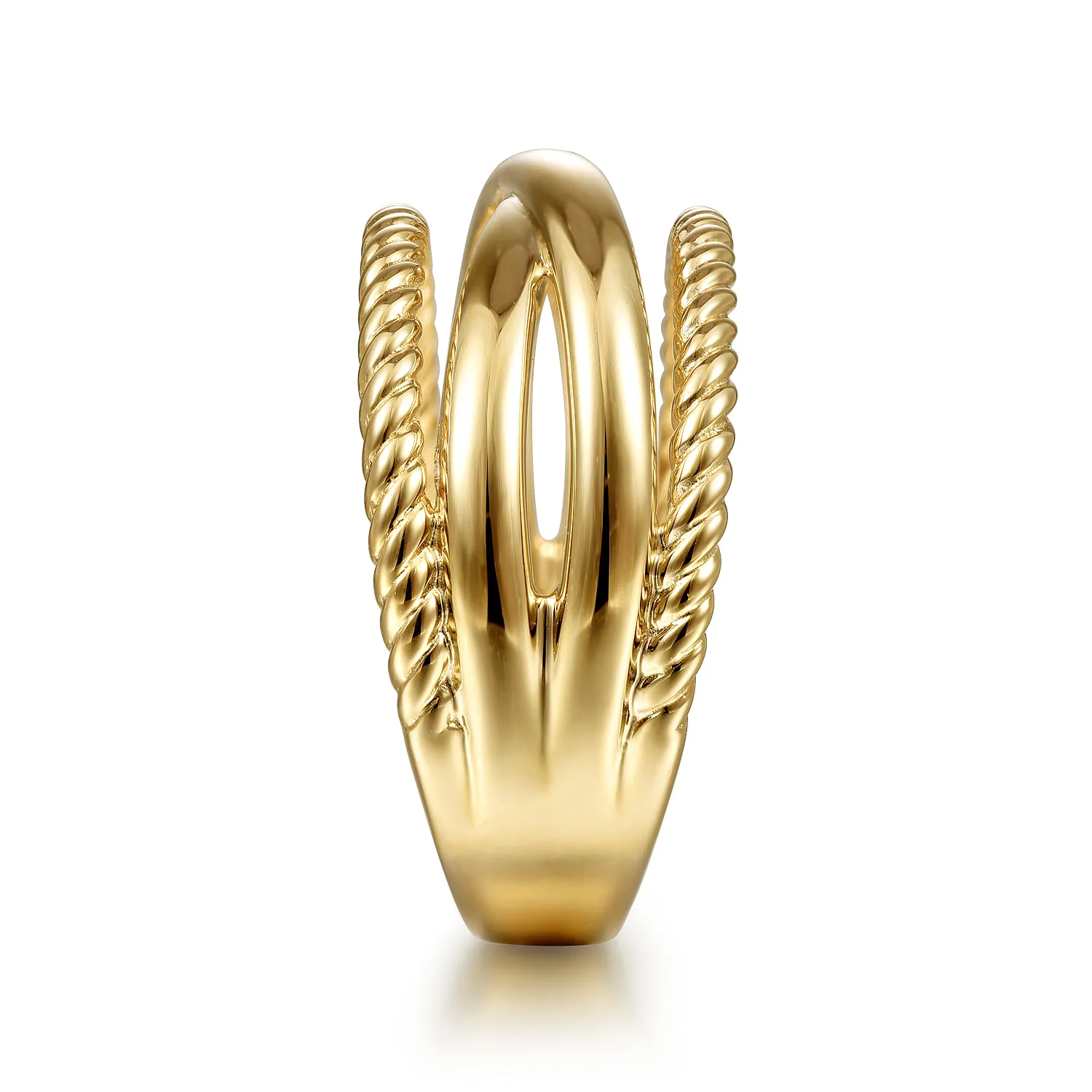 Twisted and Plain Criss Cross Ring in 14K Yellow Gold, photograph 4