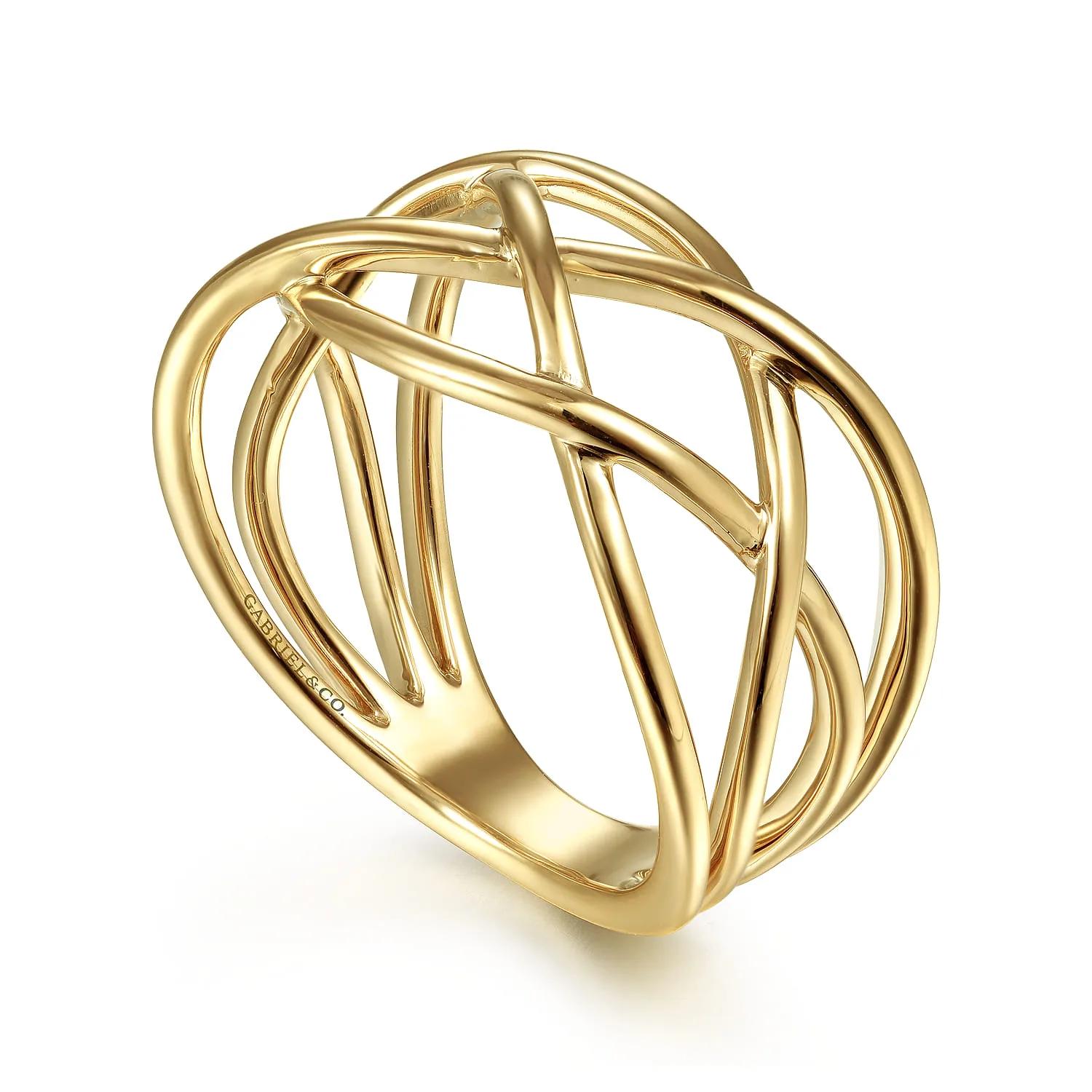 Intersecting Plain Bands Ring in 14K Yellow Gold, photograph 3