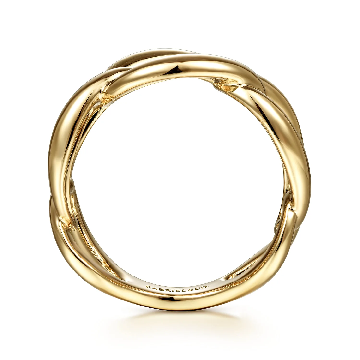 Link Chain Wide Band Ring in 14K Yellow Gold, photograph 2