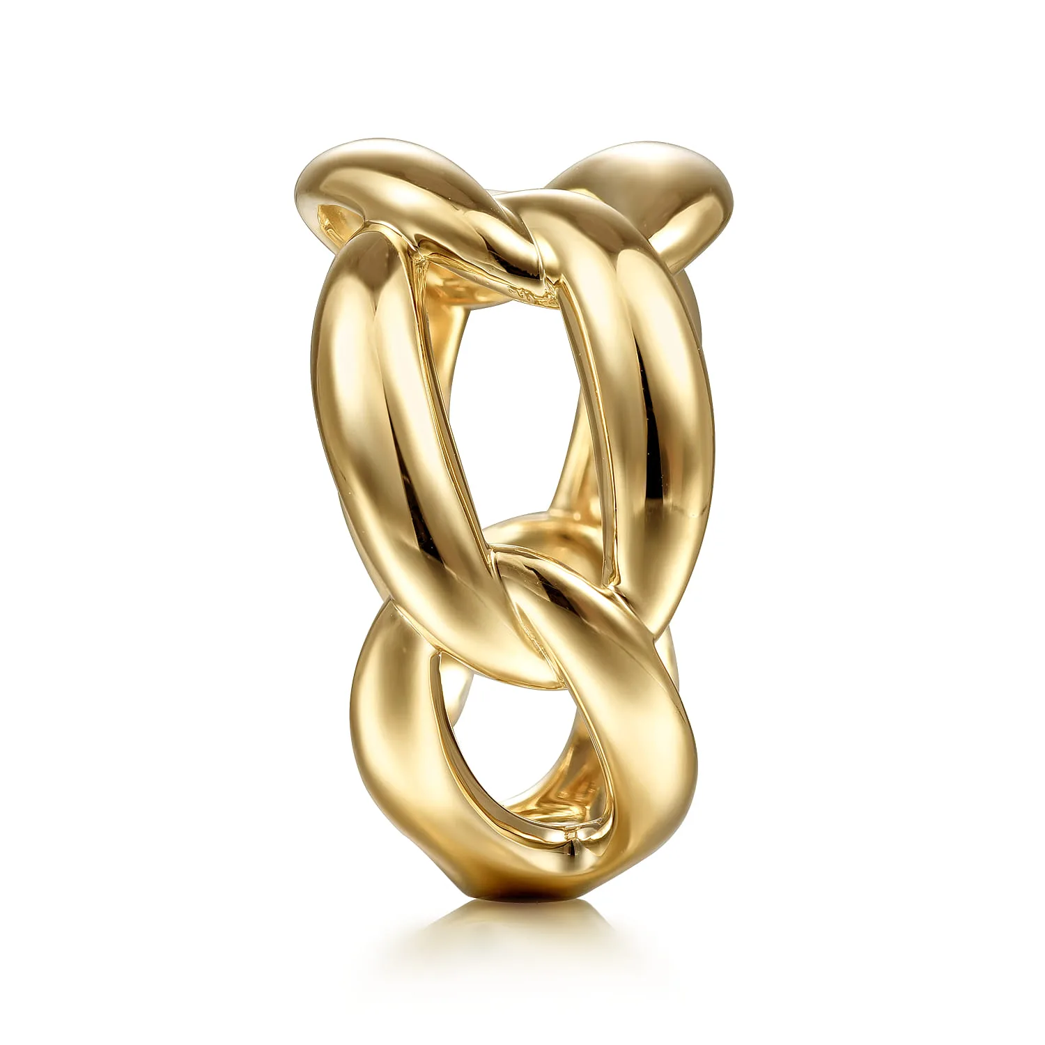 Link Chain Wide Band Ring in 14K Yellow Gold, photograph 4