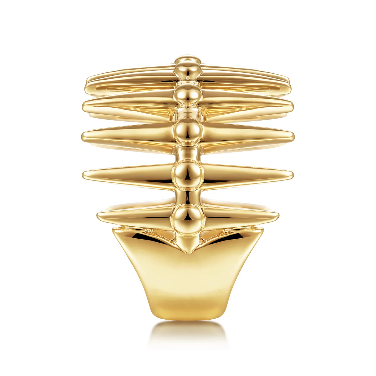 Long Spikes Statement Ring in 14K Yellow Gold, photograph 4