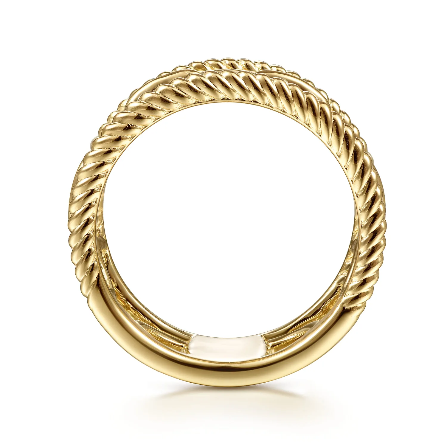 Chain Link Ring with Twisted Rope Frame in 14K Yellow Gold, photograph 2